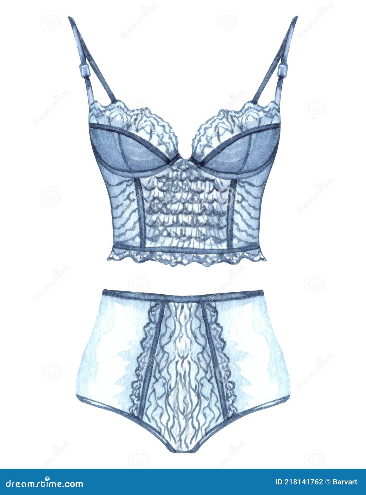 Watercolor Lingerie. Hand Draw Underwear. Fashion Illustration. Stock