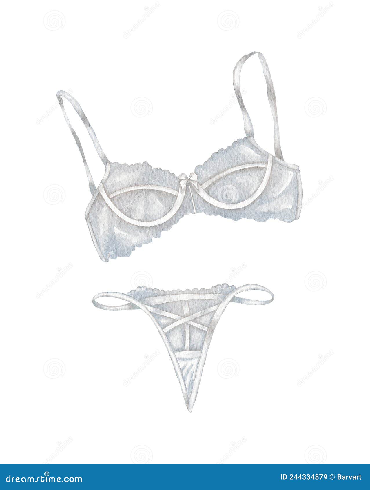 Watercolor Lingerie. Hand Draw Underwear. Fashion Illustration