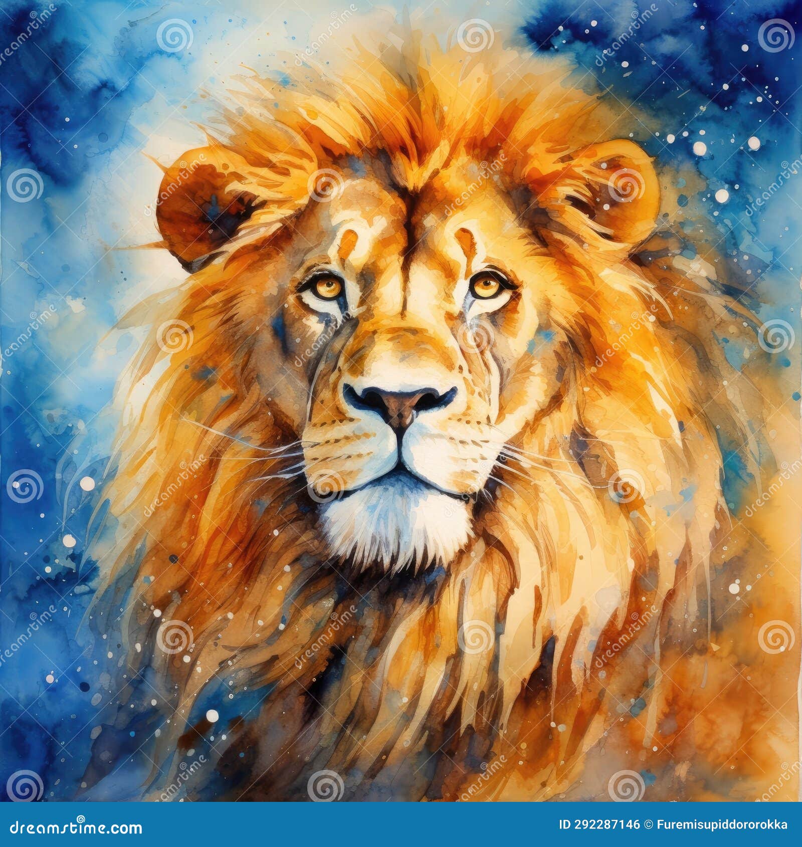 watercolor lion painting lion king watercolor predator animals wildlife painting