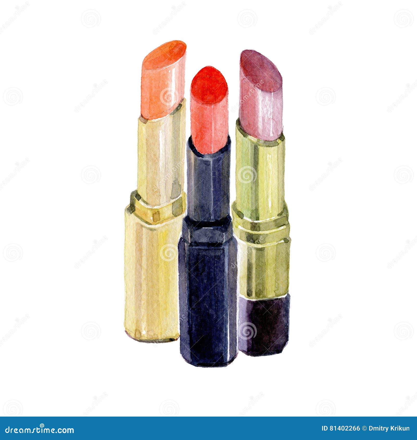Watercolor Lipstick Isolated Stock Illustration Illustration of drawn