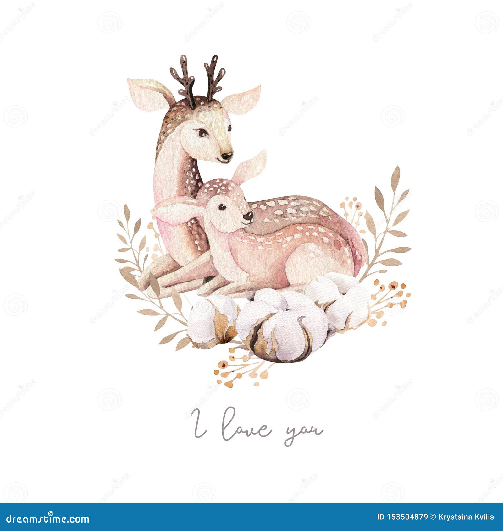Watercolor Little Deer Baby and Mother Watercolour Bembi Cartoon Baby  Nursery. Forest Funny Young Deer Illustration Stock Illustration -  Illustration of animal, drawing: 153504879