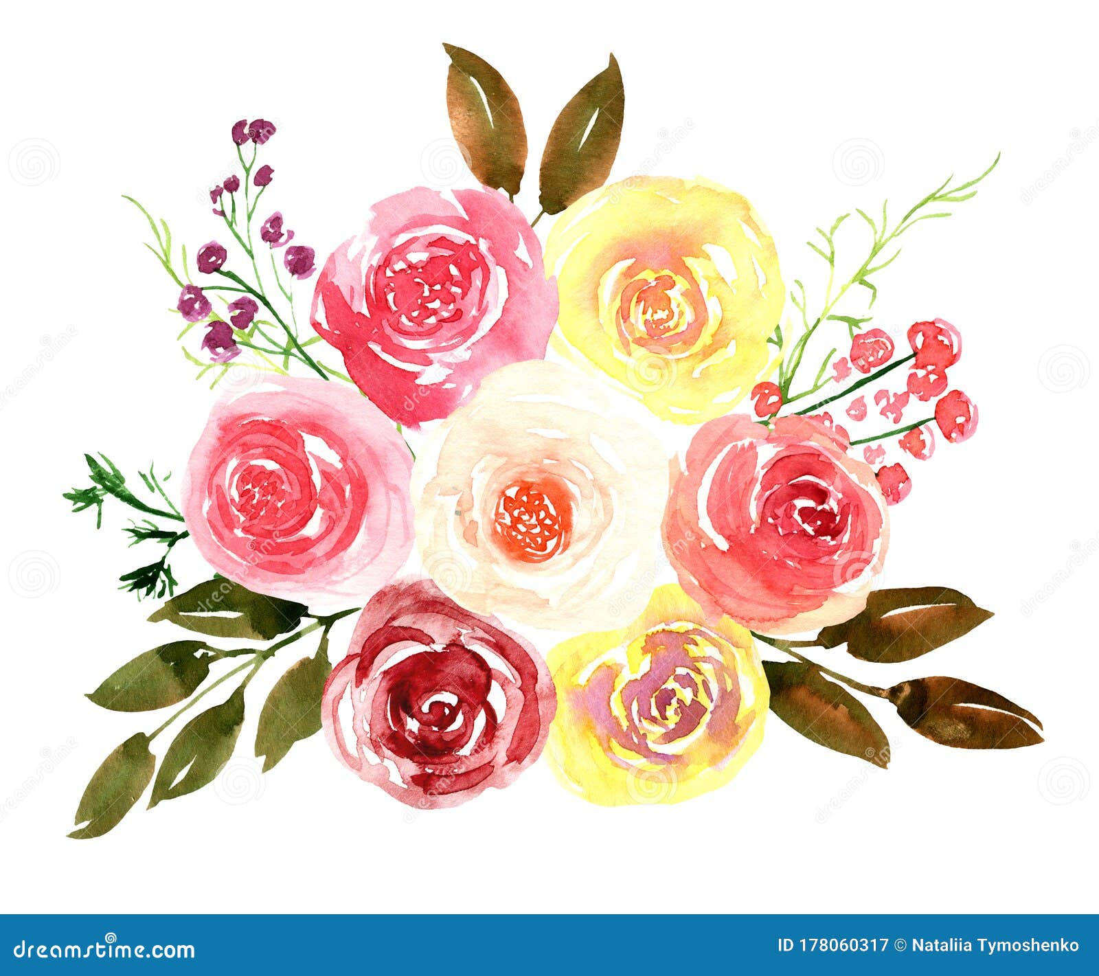 Watercolor Loose Flowers Beautiful Clip Art. Elegant Floral Bouquet ...