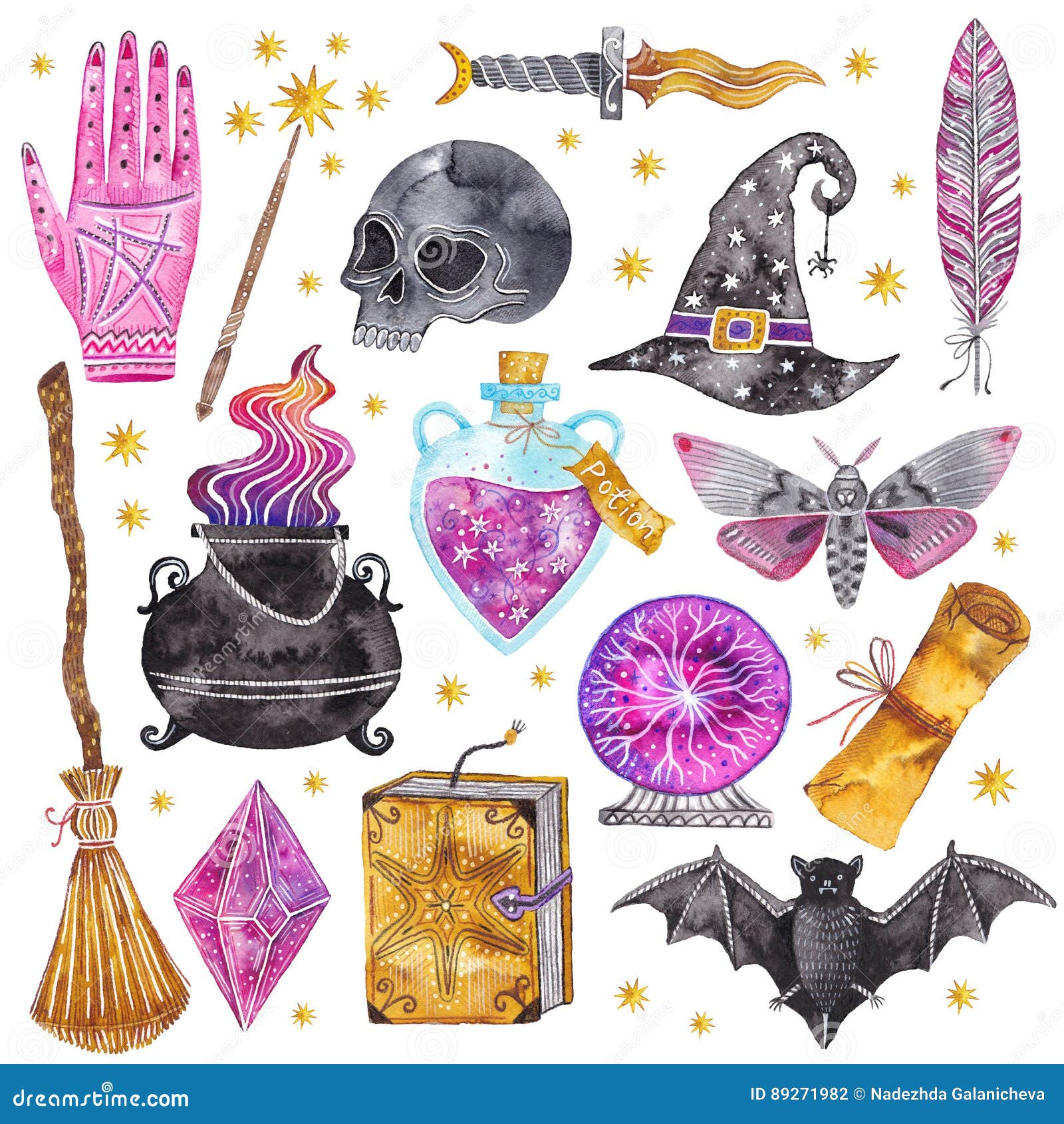 Witch Hat JPG Spells PNG Tarot Print and Cut Sorcery Digital Download Witchcraft Clipart Magical Clipart Witchy Stickers Potion