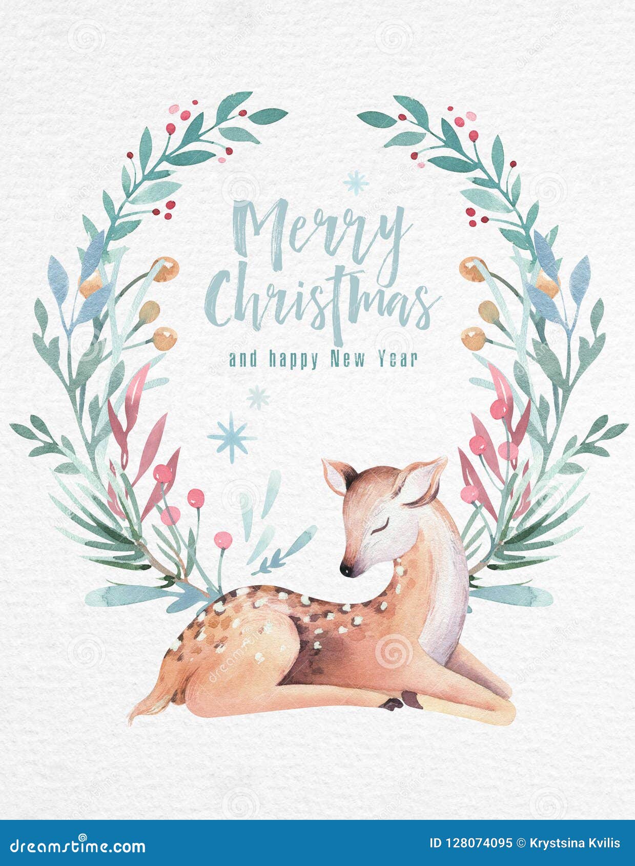 Download Watercolor Merry Christmas Illustration With Snowman ...