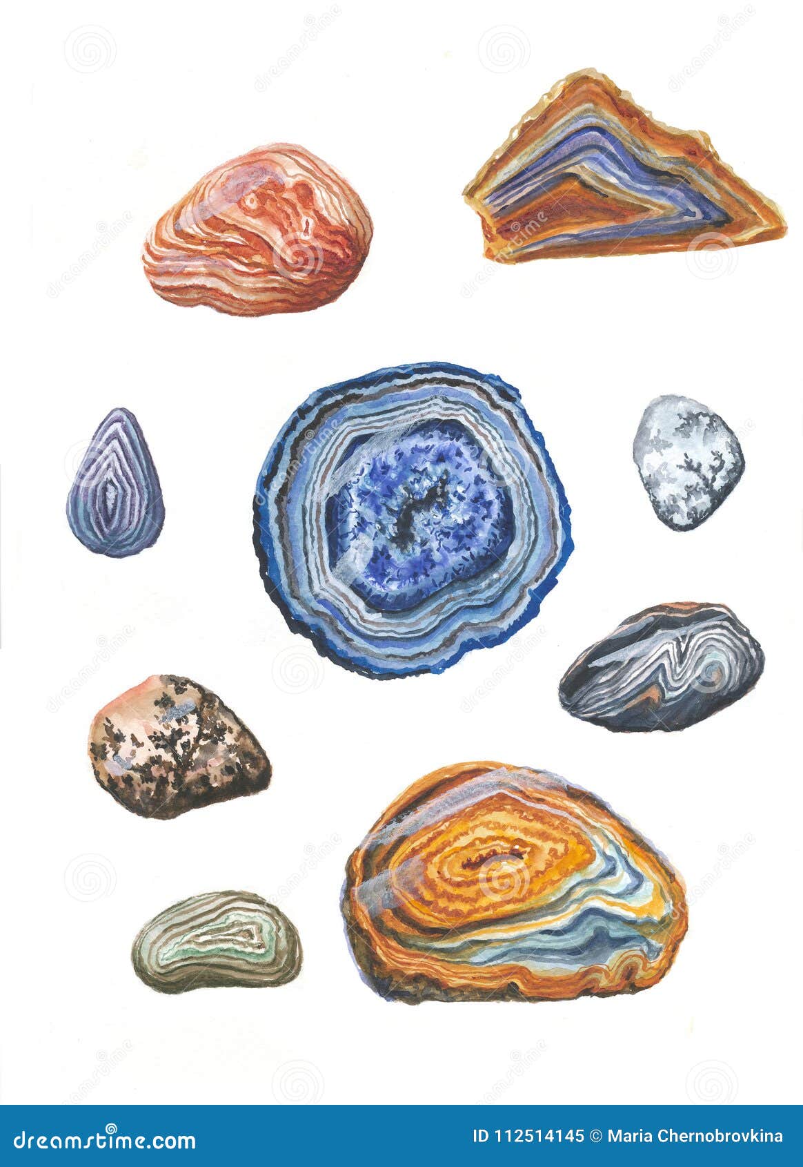 watercolor minerals set