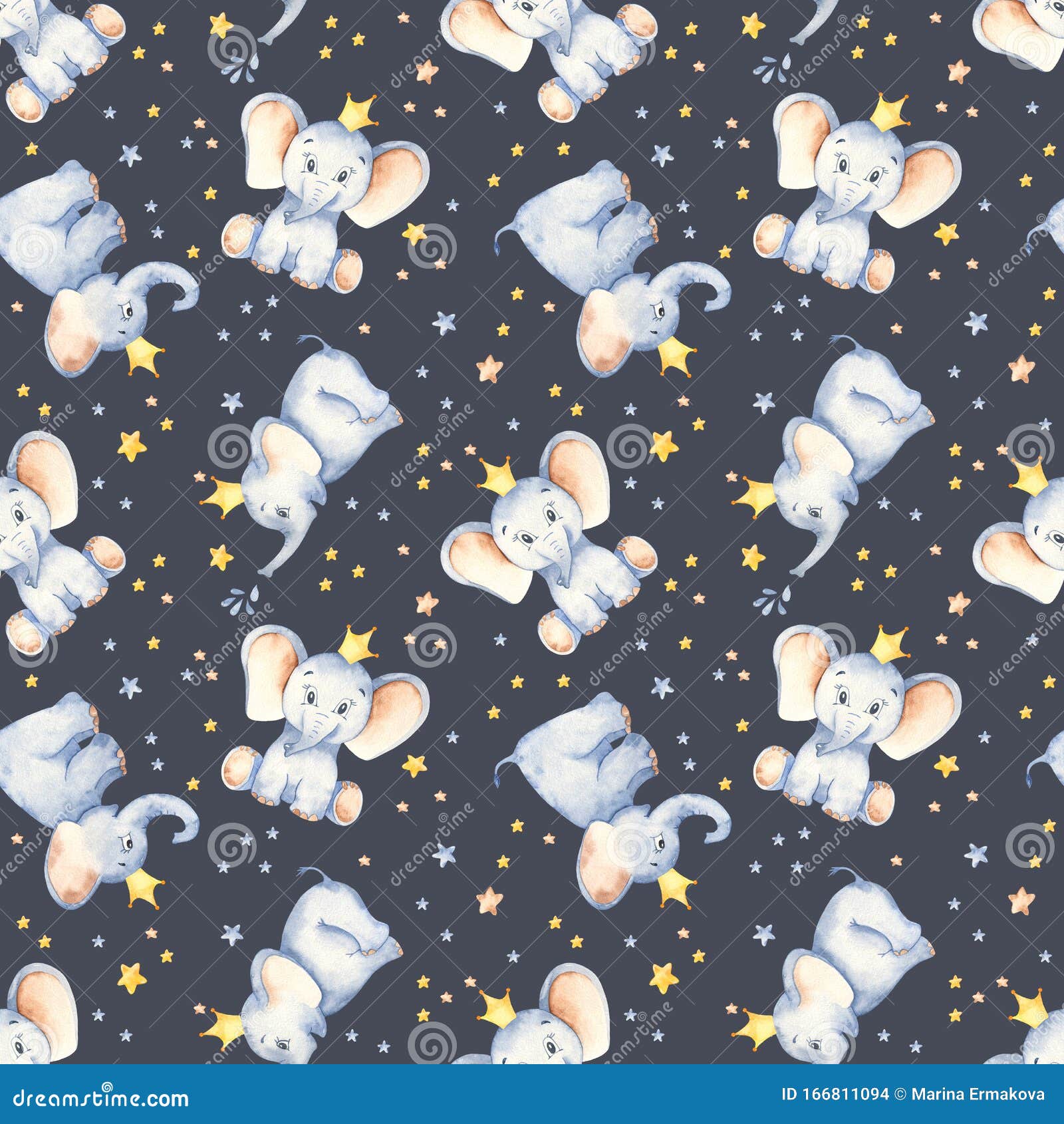 Download Watercolor Multidirectional Seamless Pattern With Cute ...