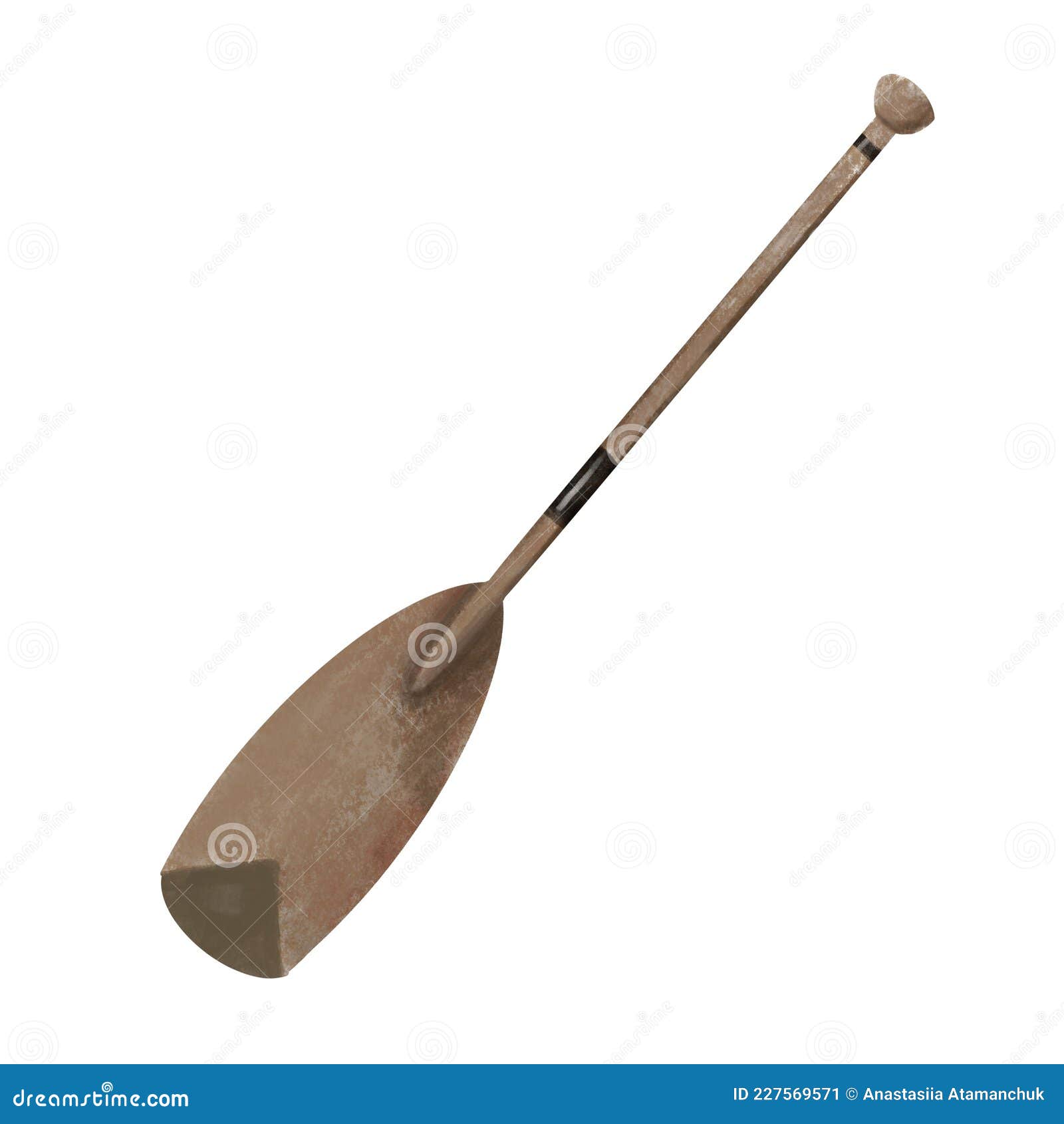 watercolor oar , traditional wooden single-bladed canoe paddle watercolor . one object, blank
