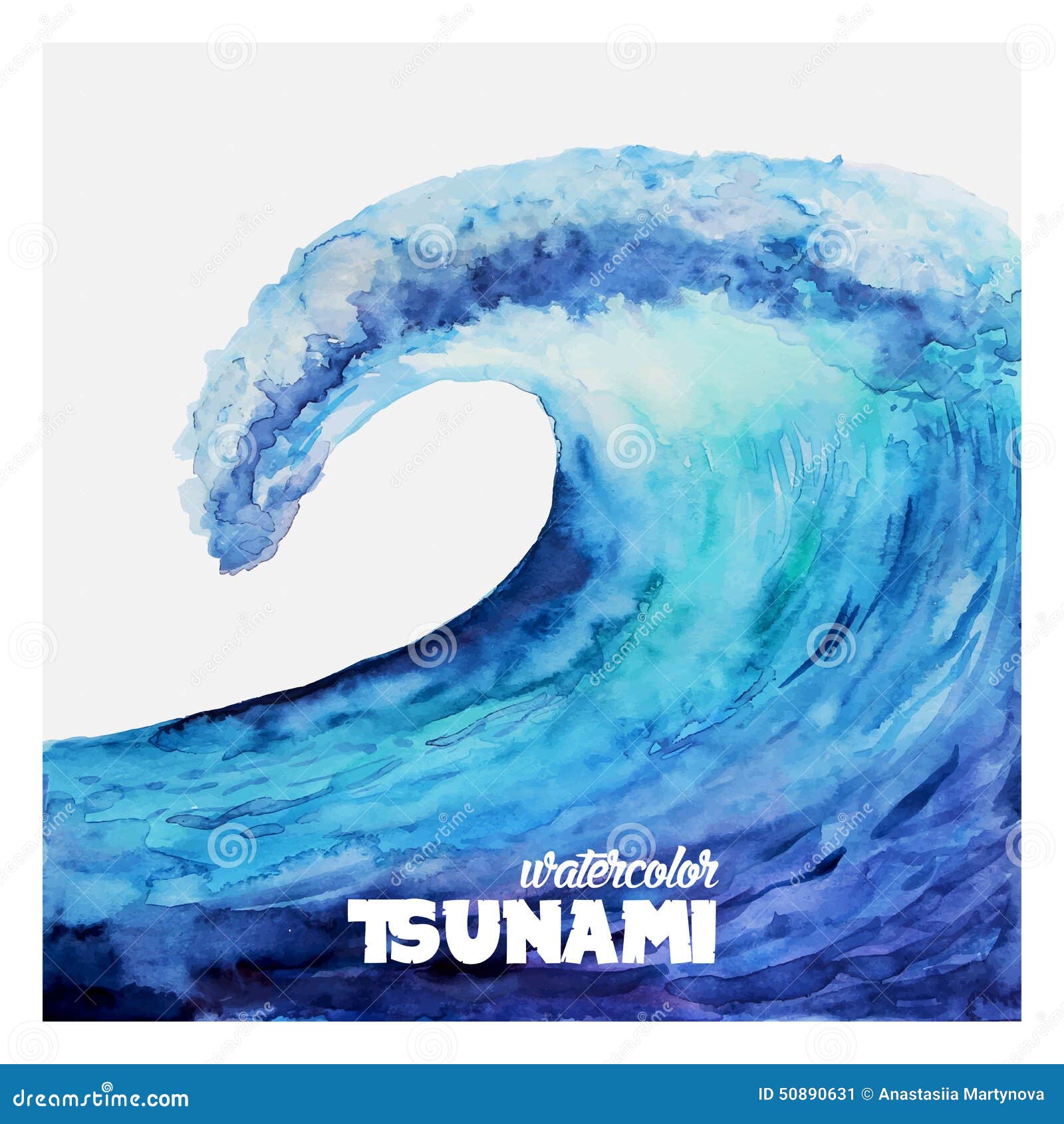 watercolor ocean tsunami waves