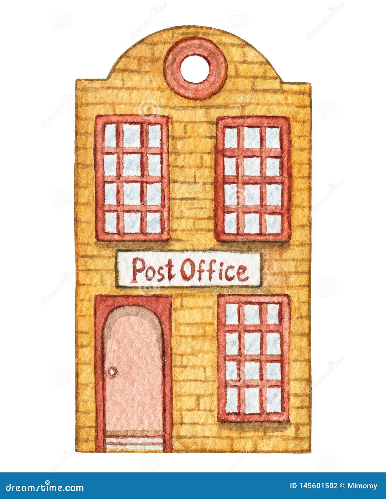 Watercolor Orange Cartoon Post Office Building Stock Illustration -  Illustration of house, mail: 145601502