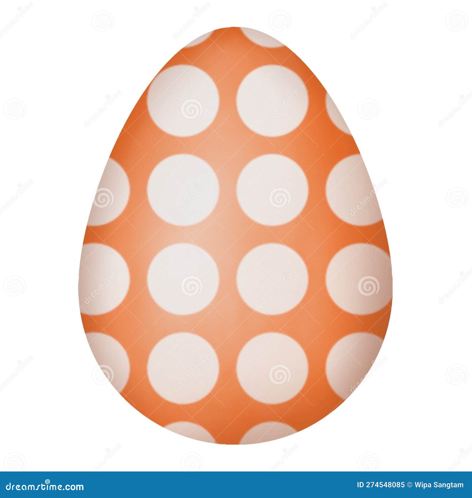 Hand Drawn Watercolor Orange Easter Egg. Stock Illustration
