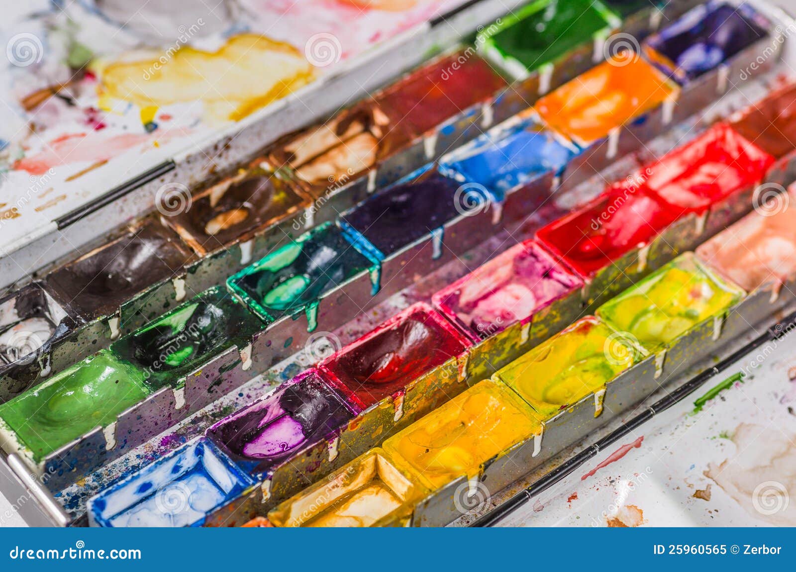 Plan View Of A Watercolor Paint Box Stock Photo, Picture and Royalty Free  Image. Image 14668562.