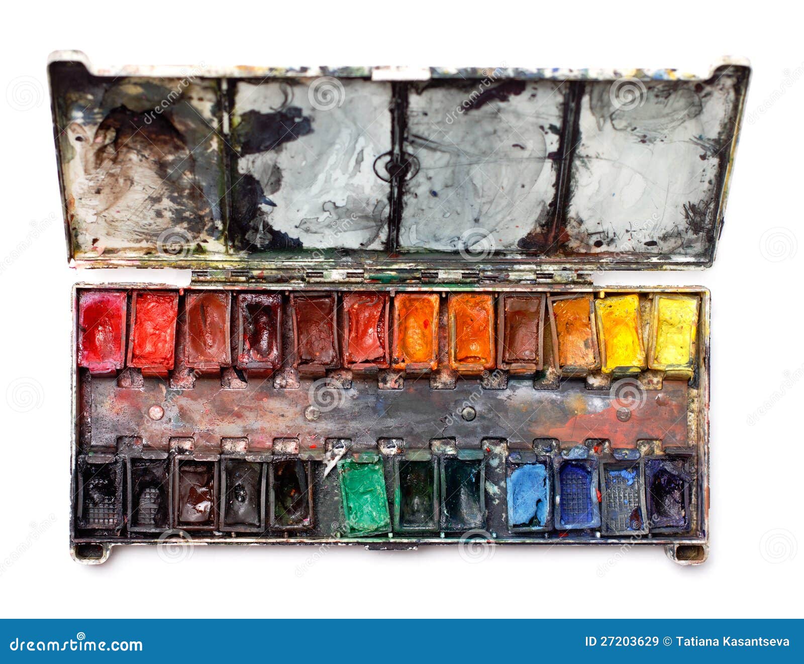 Watercolor paint box stock illustration. Illustration of mixing 27203629