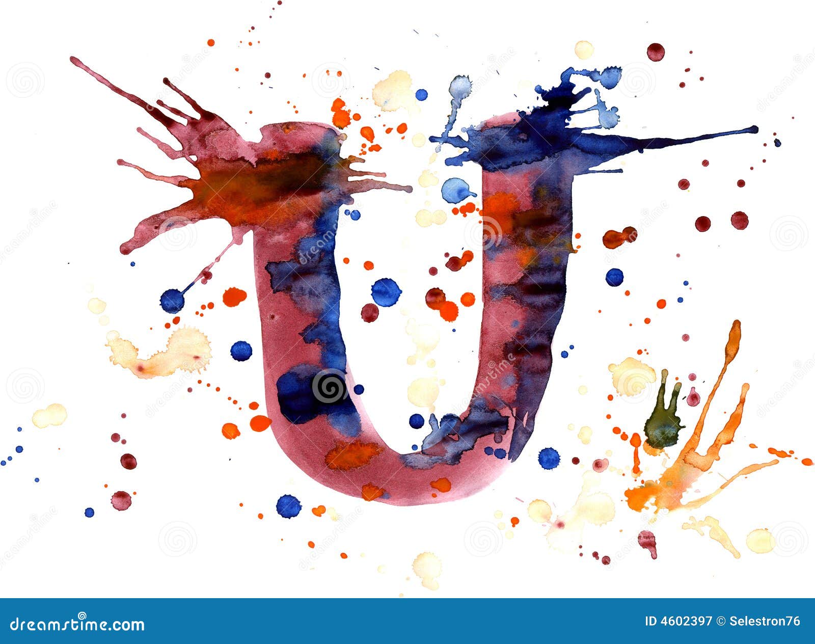 Watercolor Paint Letter U Stock Illustration Illustration of grunge