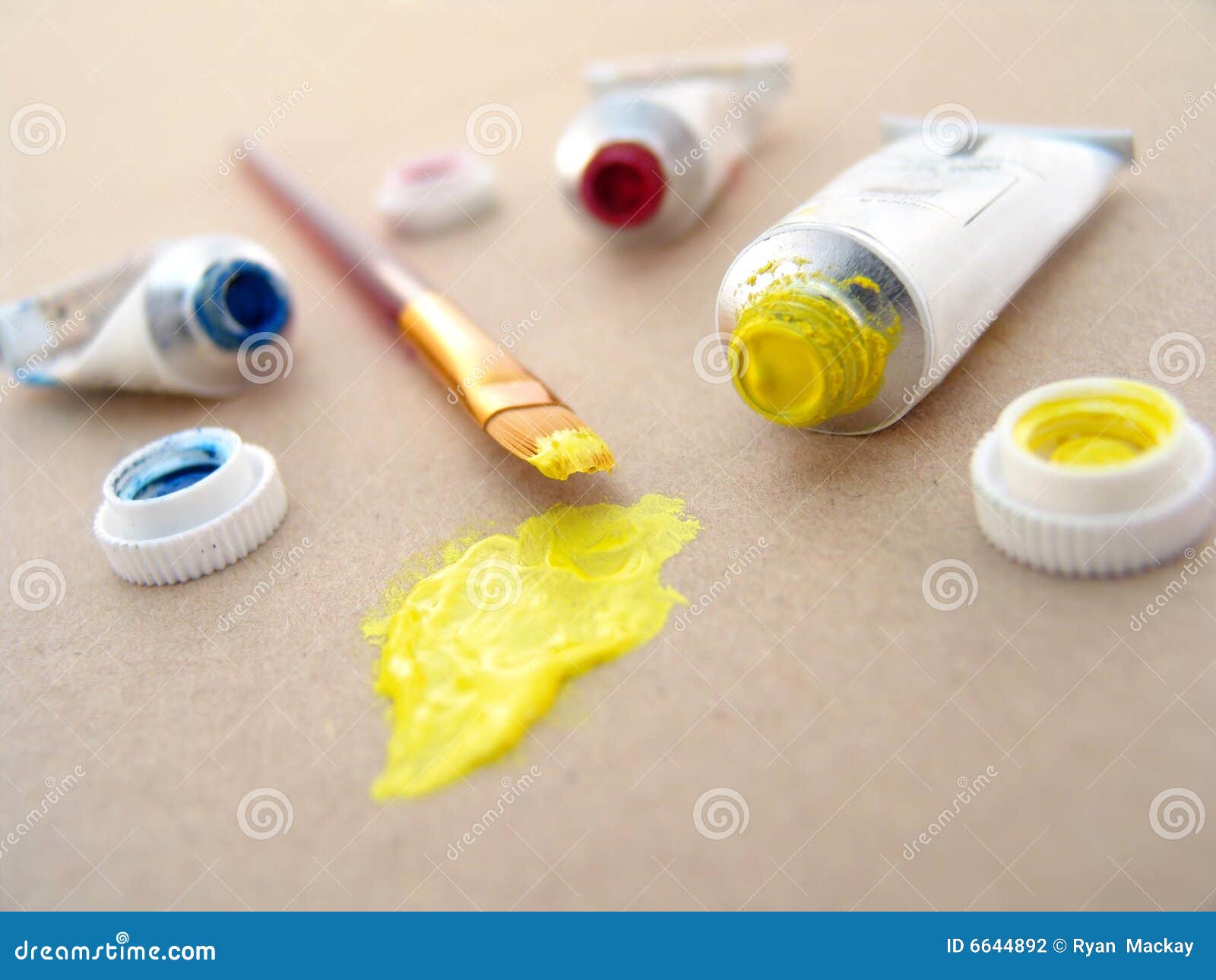 Watercolor Paint Tubes with Brush Stock Photo - Image of liquid ...