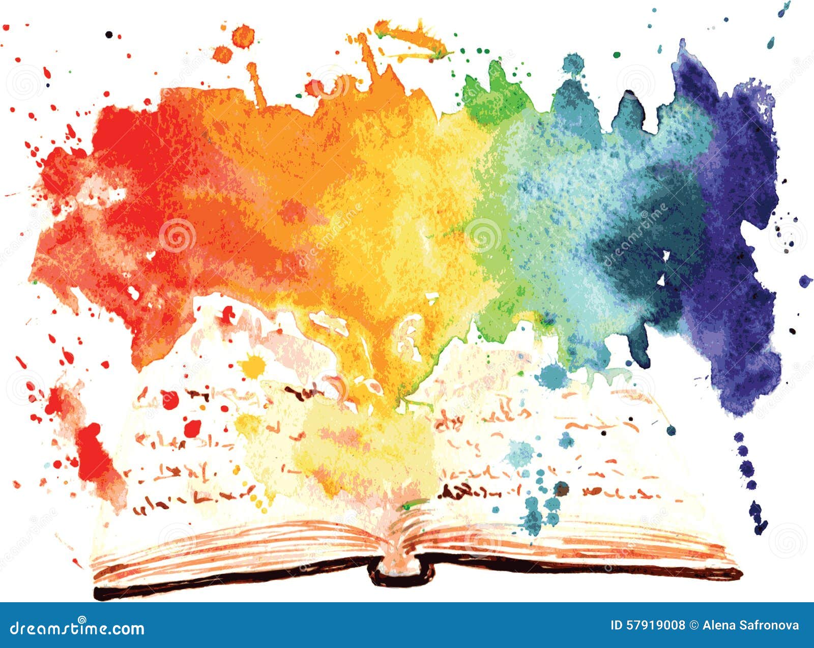 Watercolor Painted Book Containing a Worlds Stock Vector Illustration