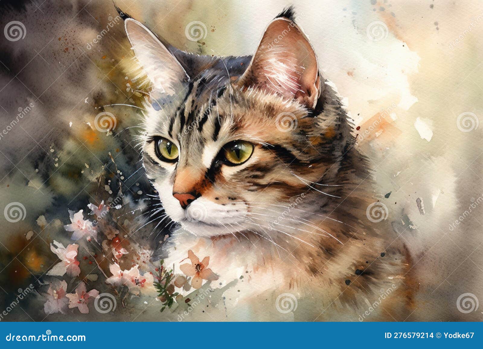 watercolor painting of a cat on a white background. pet. animals. , generative ai