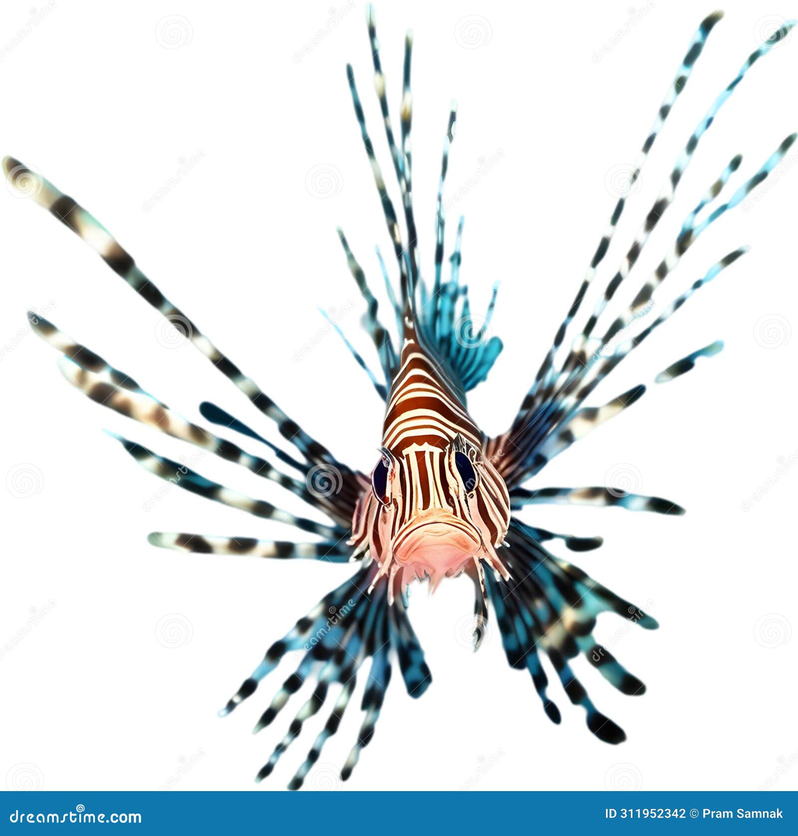watercolor painting of a cute lionfish (pterois). ai-generated.