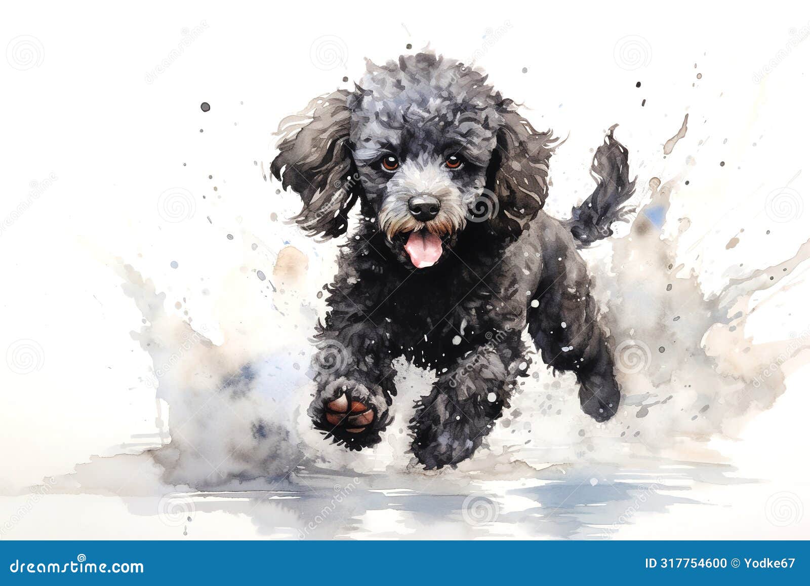 watercolor painting of cute poodle dog on a clean background. pet. animals. mammals.
