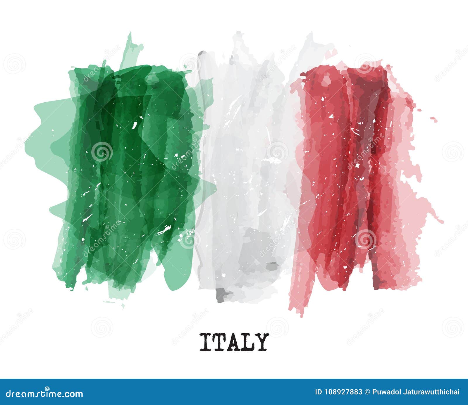 Watercolor Painting Flag of Italy . Vector Stock Vector - Illustration ...