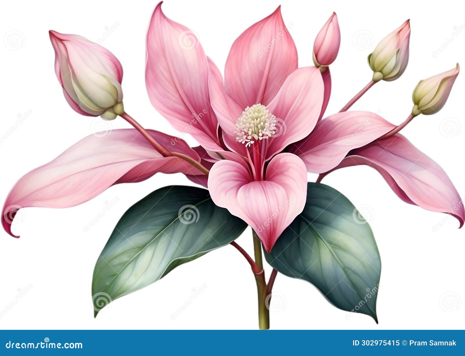 watercolor painting of medinilla flower. ai-generated