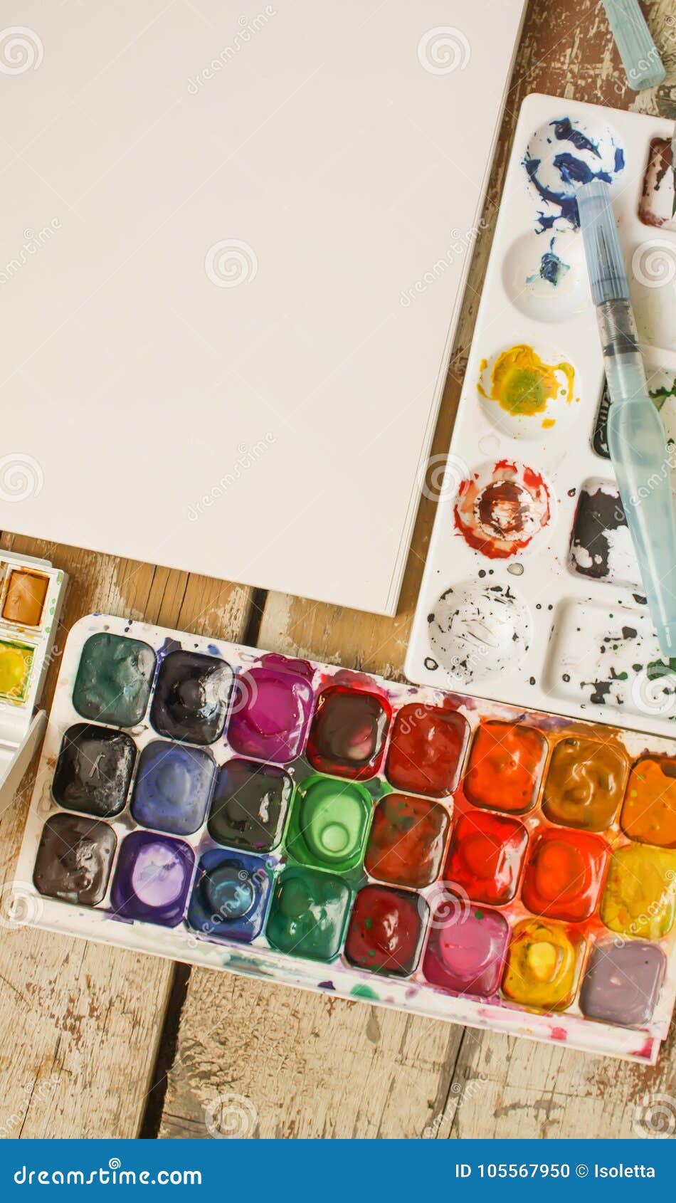 Watercolor Paints, Palette and Paper Stock Photo Image of paint