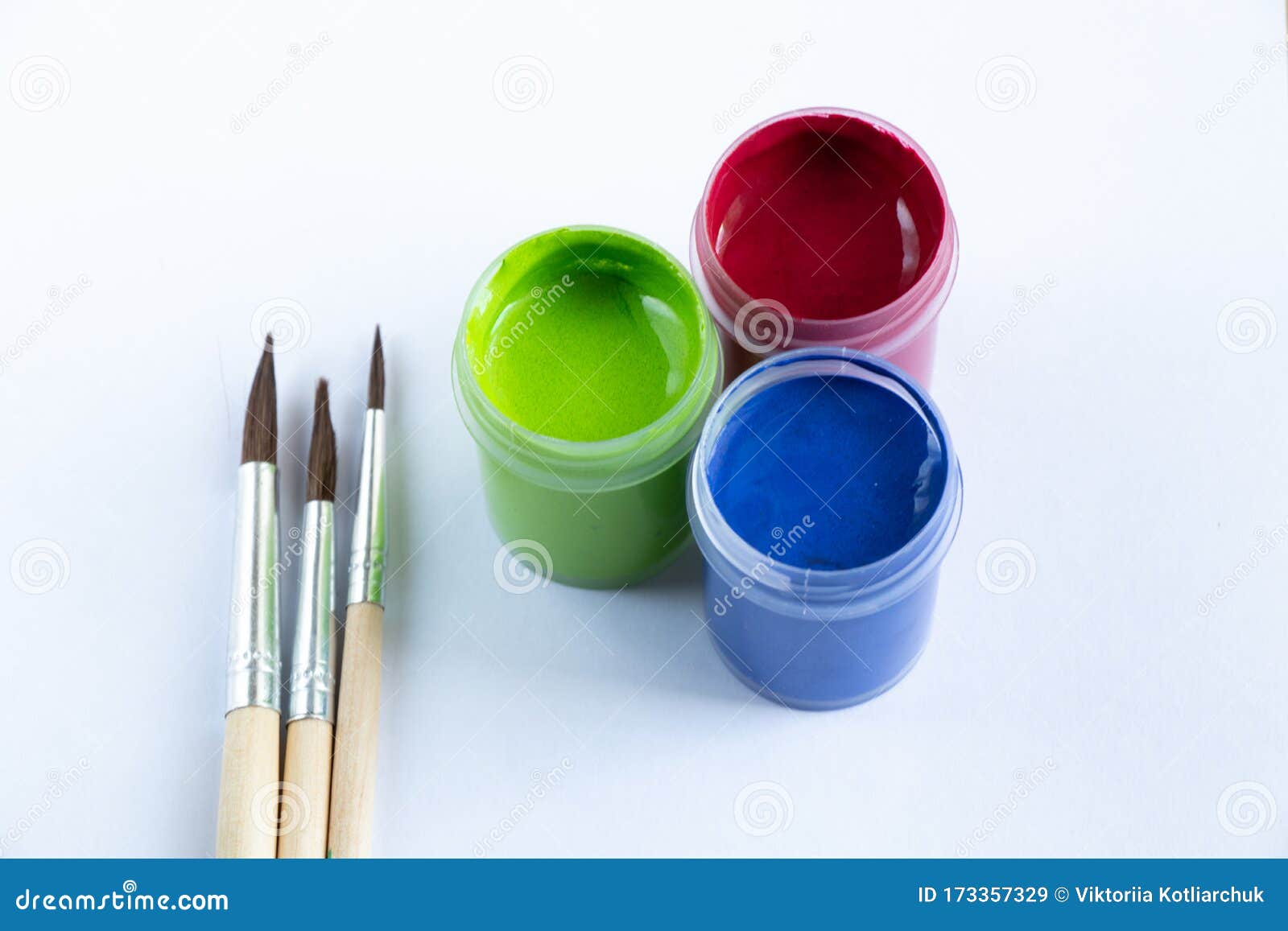 Watercolor Paints Stand on a Table in Daylight Stock Image Image of