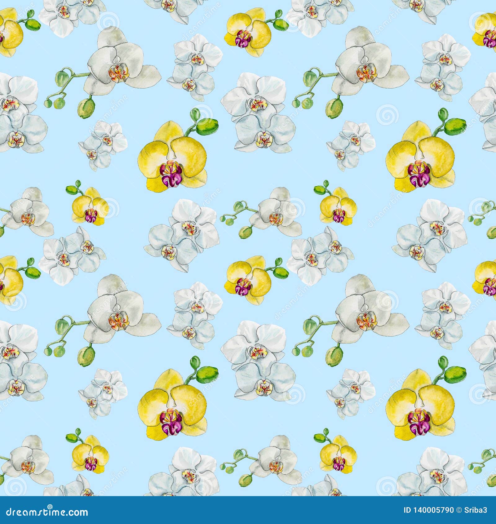 Download Watercolor Pattern With Orchid Flowers Stock Illustration ...