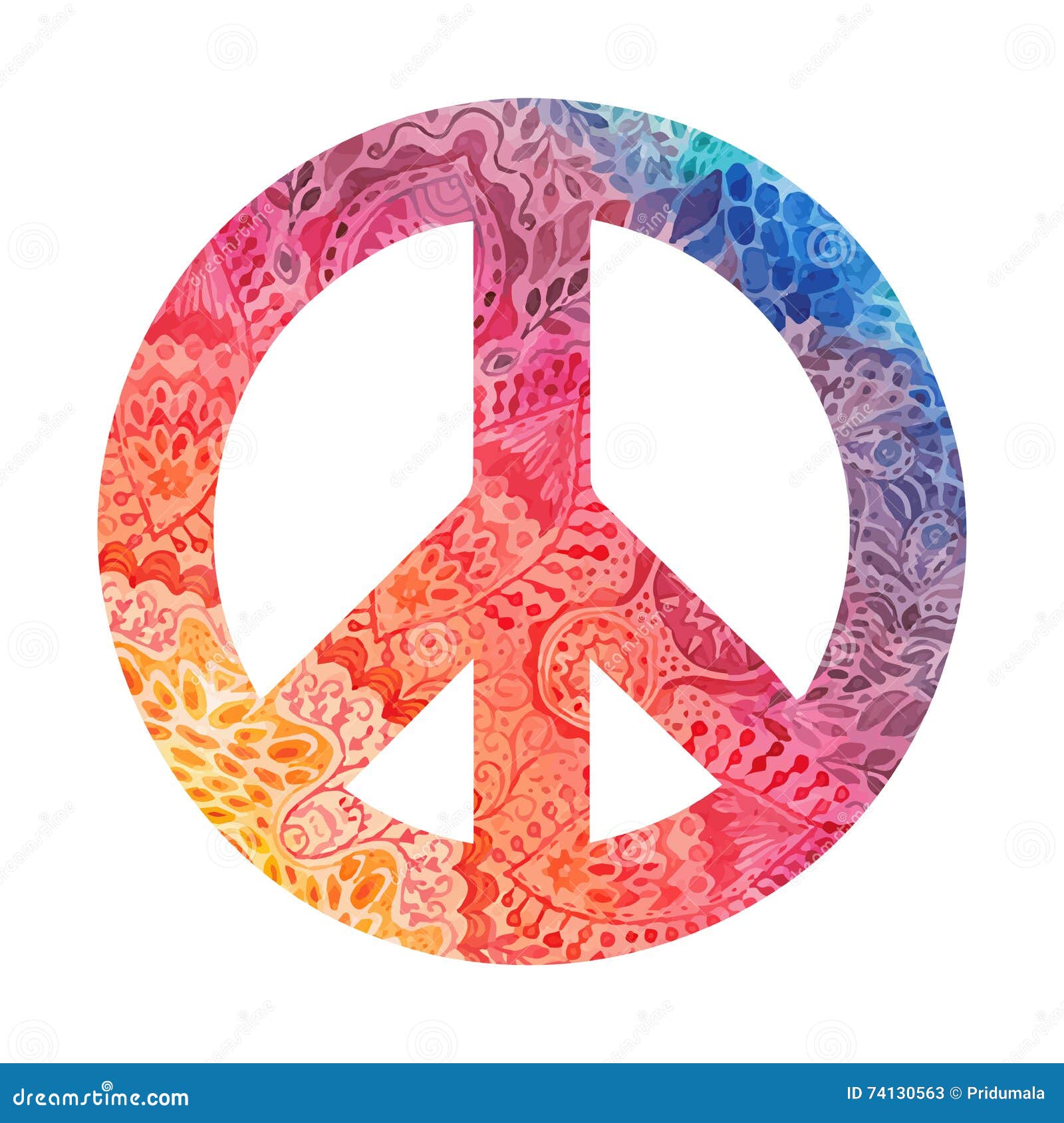 Download Watercolor Peace Symbol Stock Vector Illustration Of Rainbow 74130563