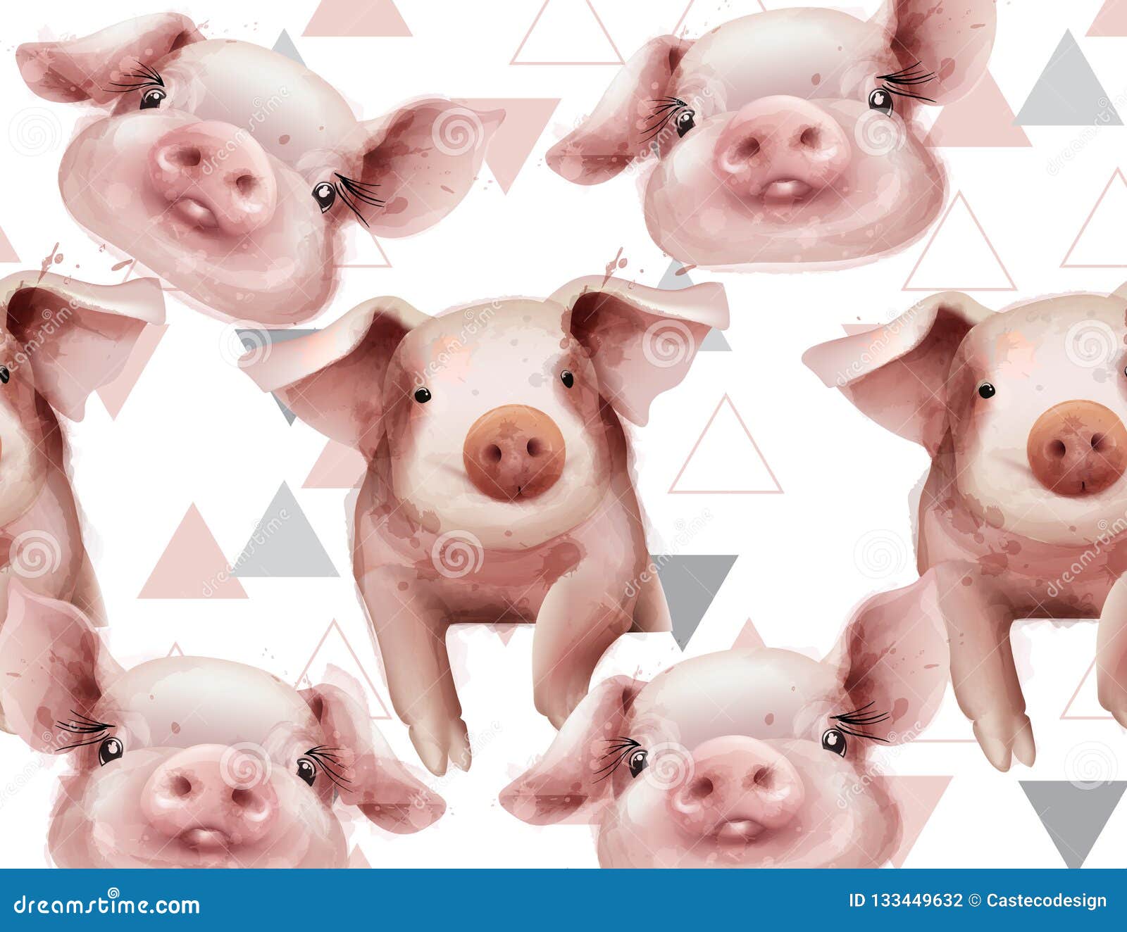 Download Watercolor Pig Year Pattern Vector. Watercolor Style Happy New Year Holiday Events Stock Vector ...