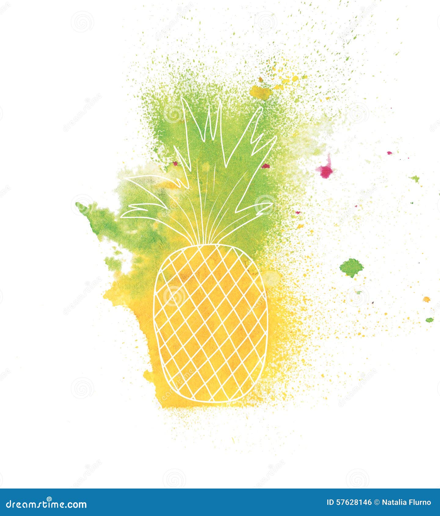 Watercolor pineapple stock illustration. Illustration of design 57628146