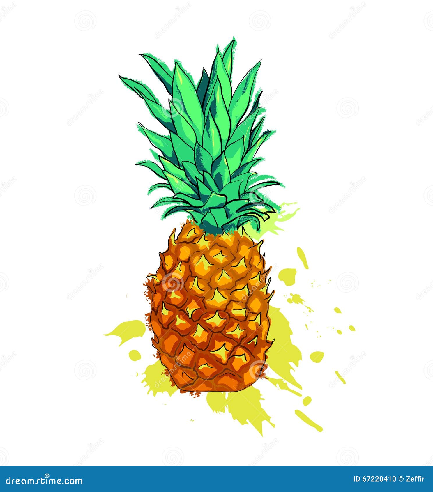 Download Watercolor Pineapple. Watercolor Fruit. Stock Vector - Illustration of beautiful, botanic: 67220410