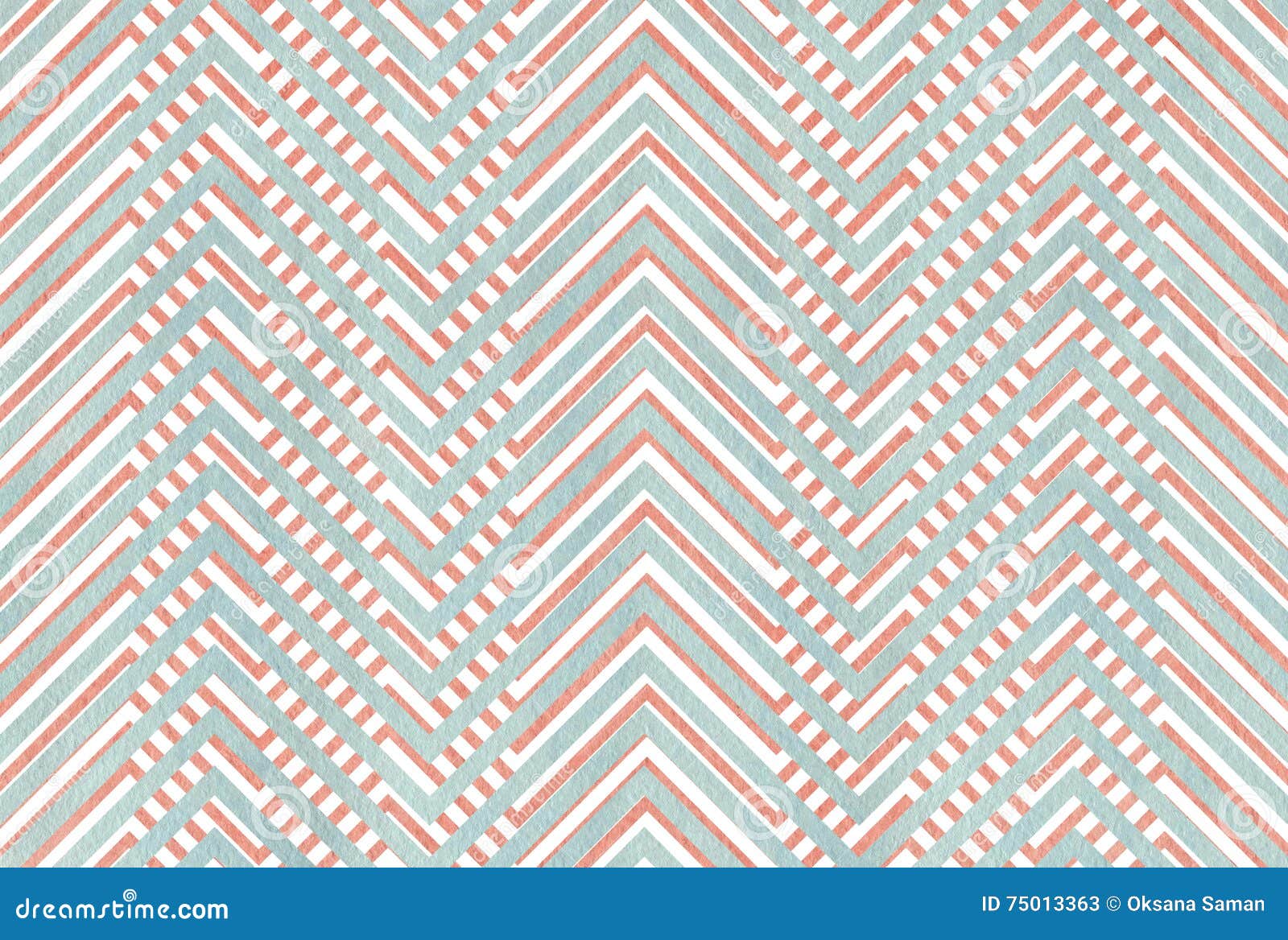Watercolor Pink and Blue Stripes Background, Chevron. Stock