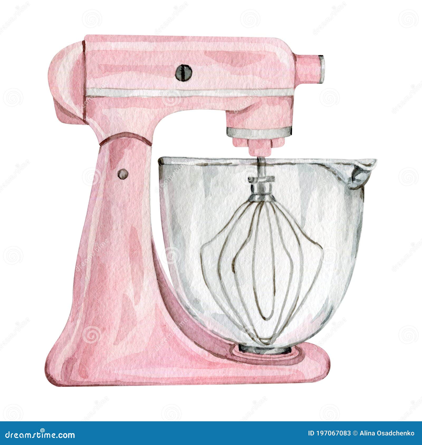 watercolor pink mixer for creating diy bakery logo