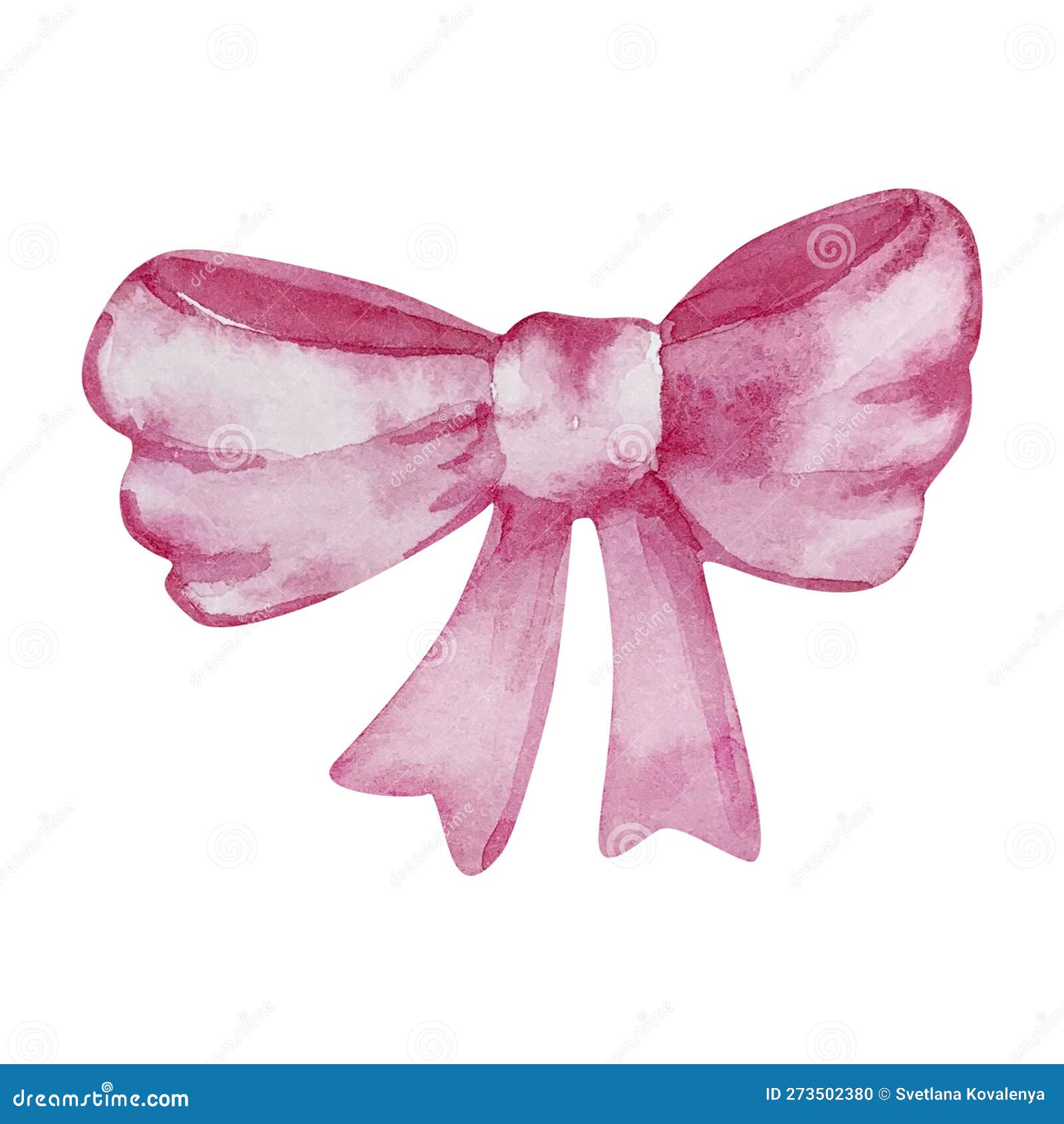 Watercolor pink ribbon bow Stock Illustration