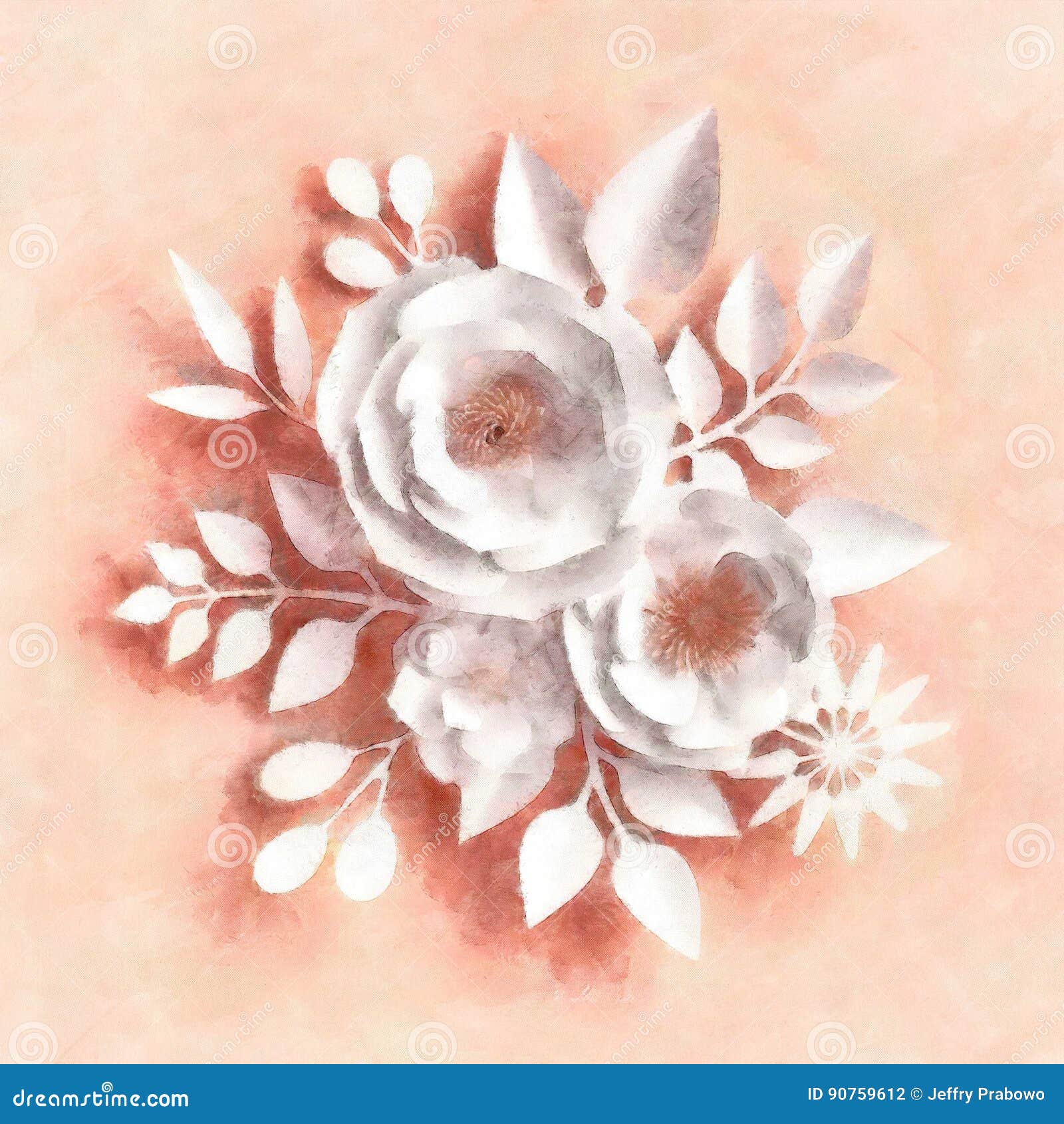 Watercolor Pink Wall Decor Floral Background D Render Digital Illustration White Paper Flowers Blush Stock Illustration - Illustration Of Graphic, Backgrounds: 90759612