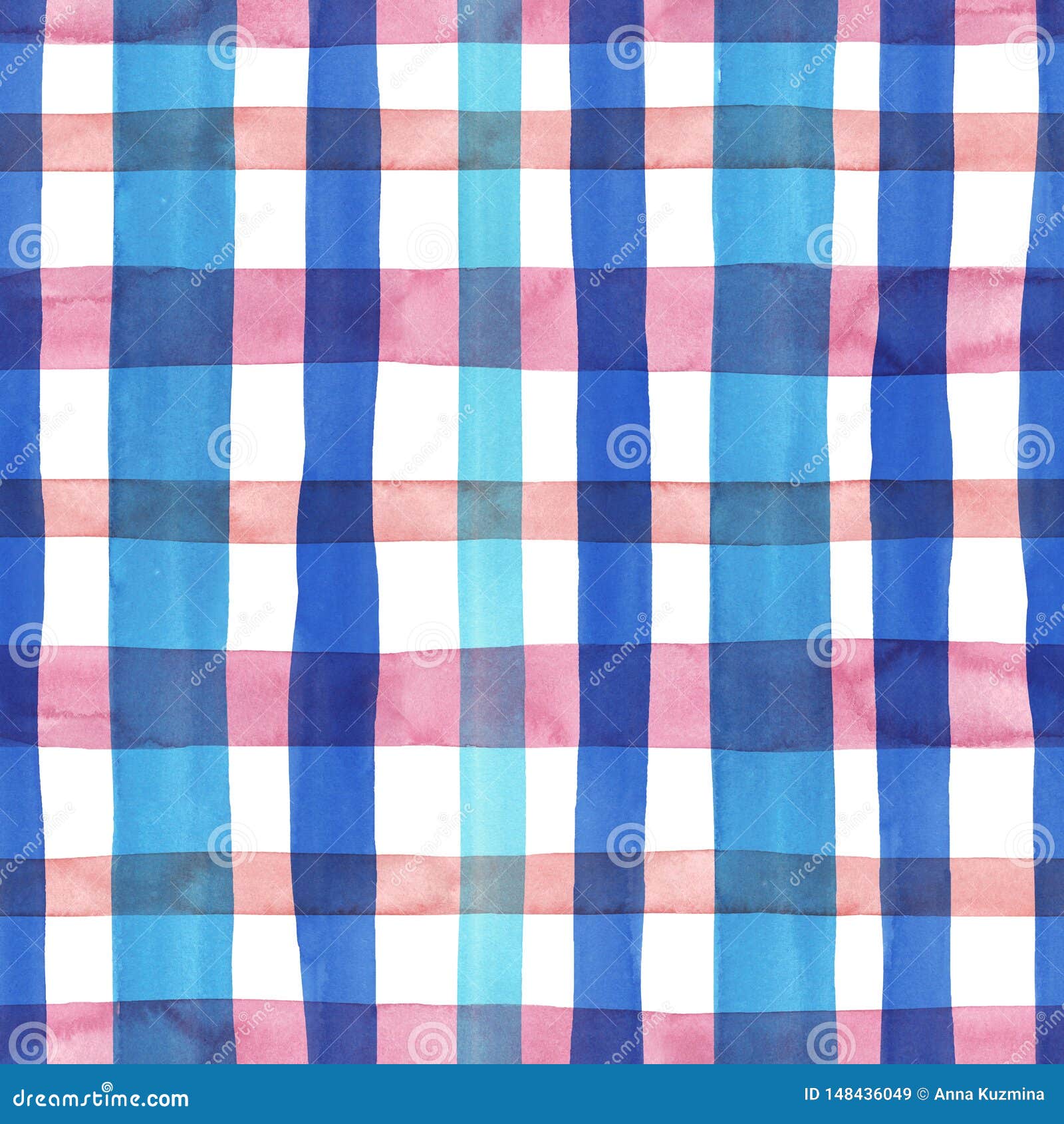 Bright Pastel Pink and Blue Plaid Checkered Seamless Pattern ...