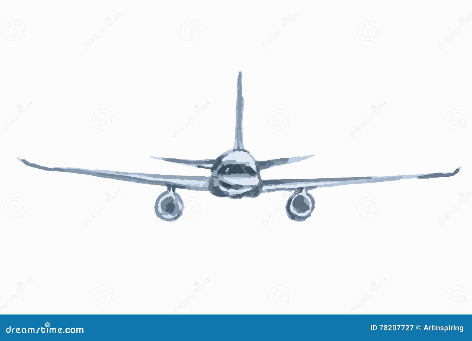 Watercolor plane. stock vector. Illustration of brush - 78207727