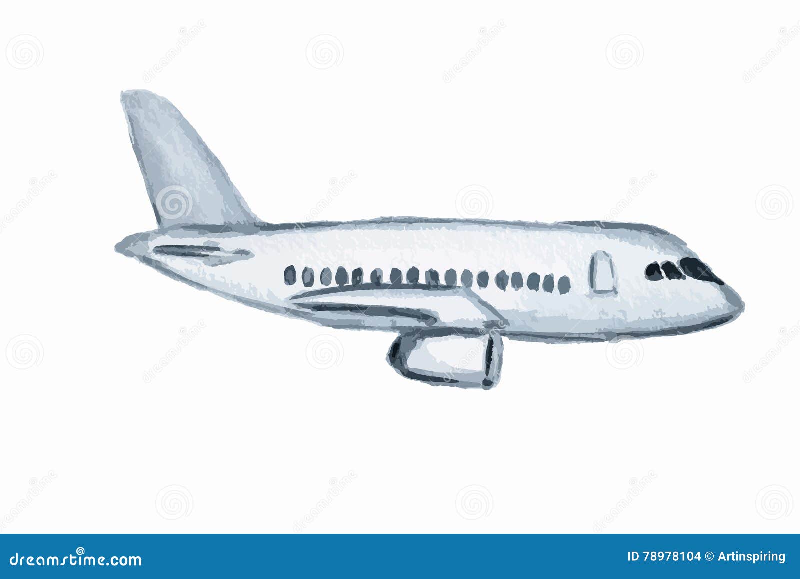 Watercolor plane. stock vector. Illustration of flight - 78978104