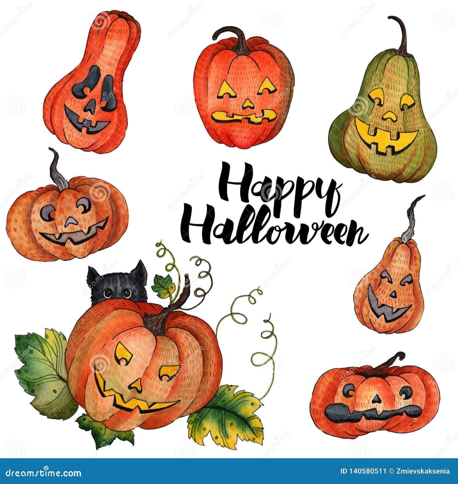 Download Watercolor Pumpkin For Halloween Vector Stock Vector ...