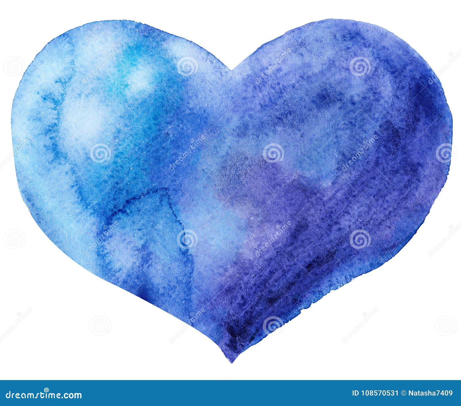 Watercolor Purple-Blue Heart Stock Illustration - Illustration Of Happy, Paper: 108570531