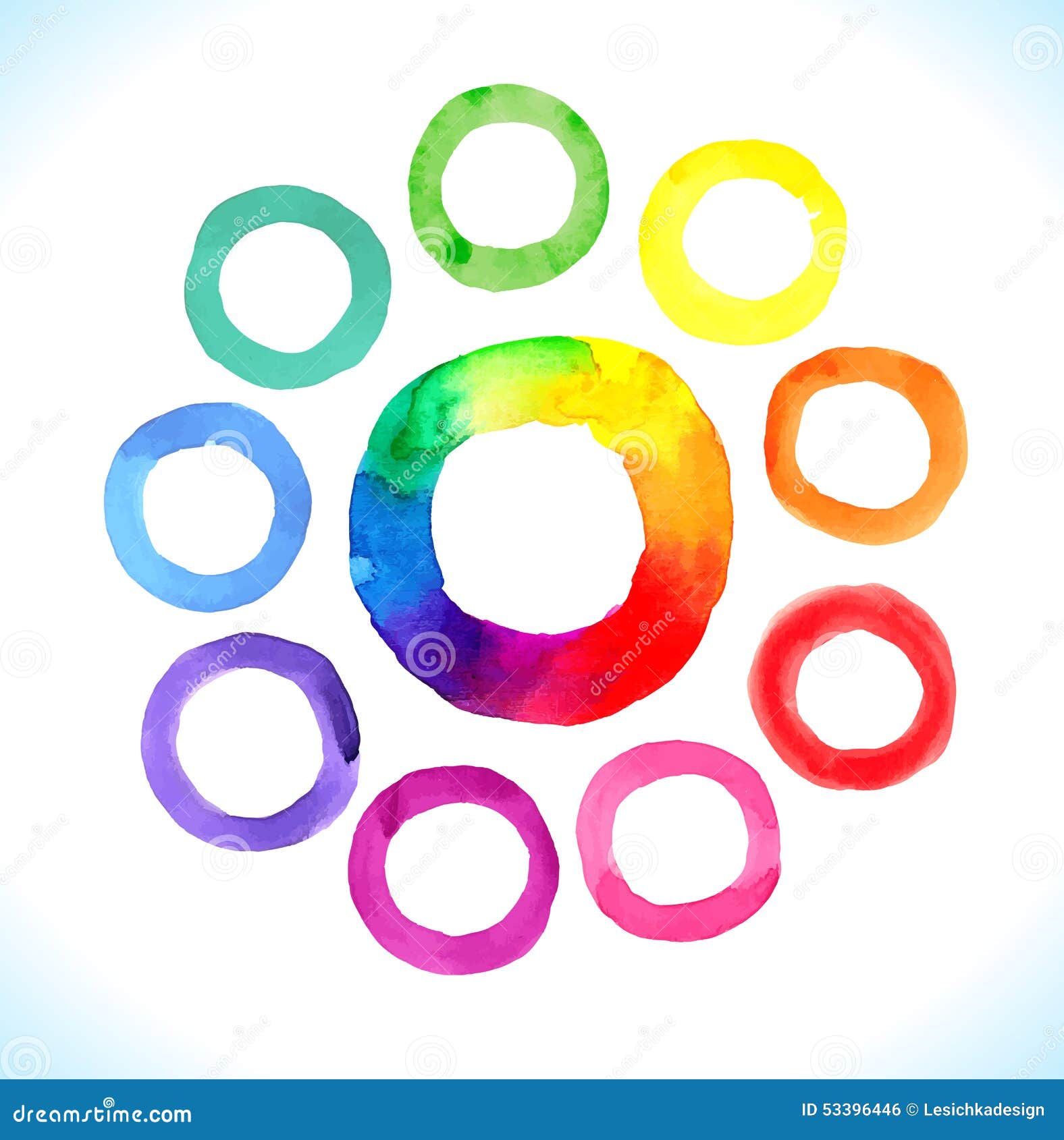 Download Watercolor Rainbow Vector Rings. Stock Vector - Image: 53396446
