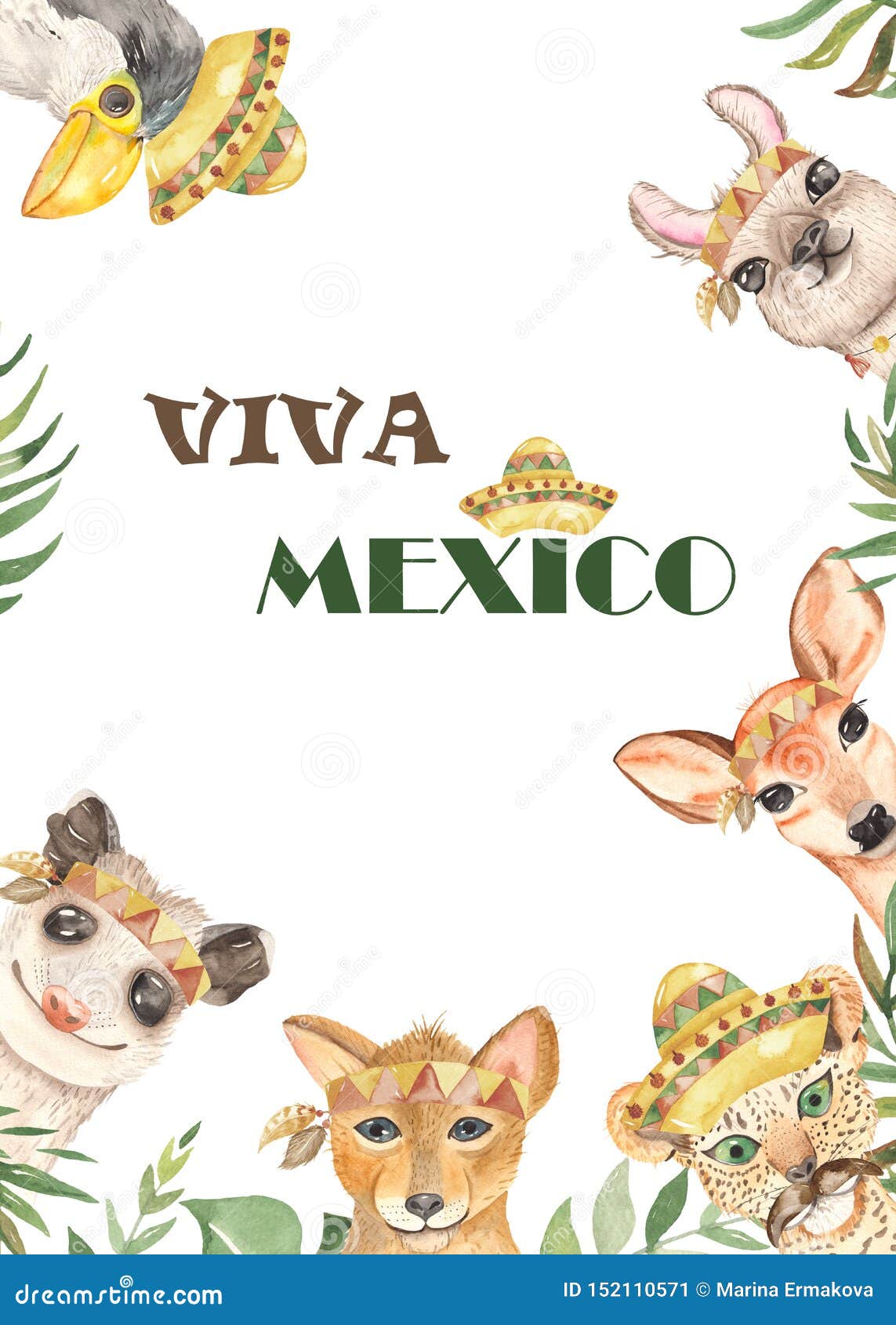 Watercolor Rectangular Frame With Mexican Cute Cartoon Animals Plants And Hats Stock Illustration Illustration Of Latino Invitations Watercolor Rectangular Frame With Mexican Cute Cartoon Animals Plants And Hats Stock Illustration Illustration Of Latino Invitations