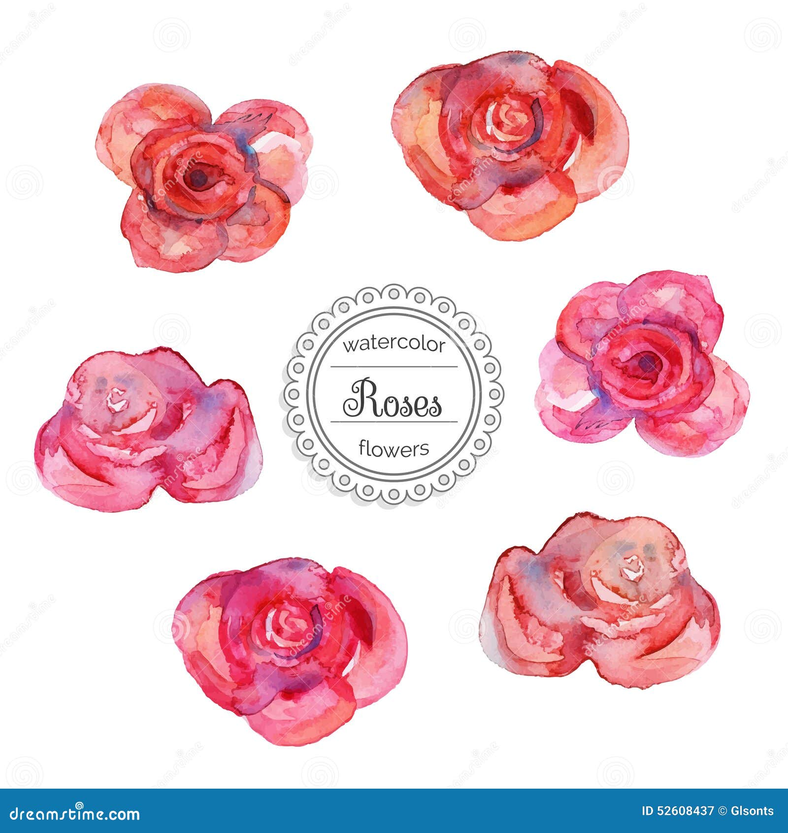 Watercolor Roses in Vintage Style for Design. Stock Vector ...