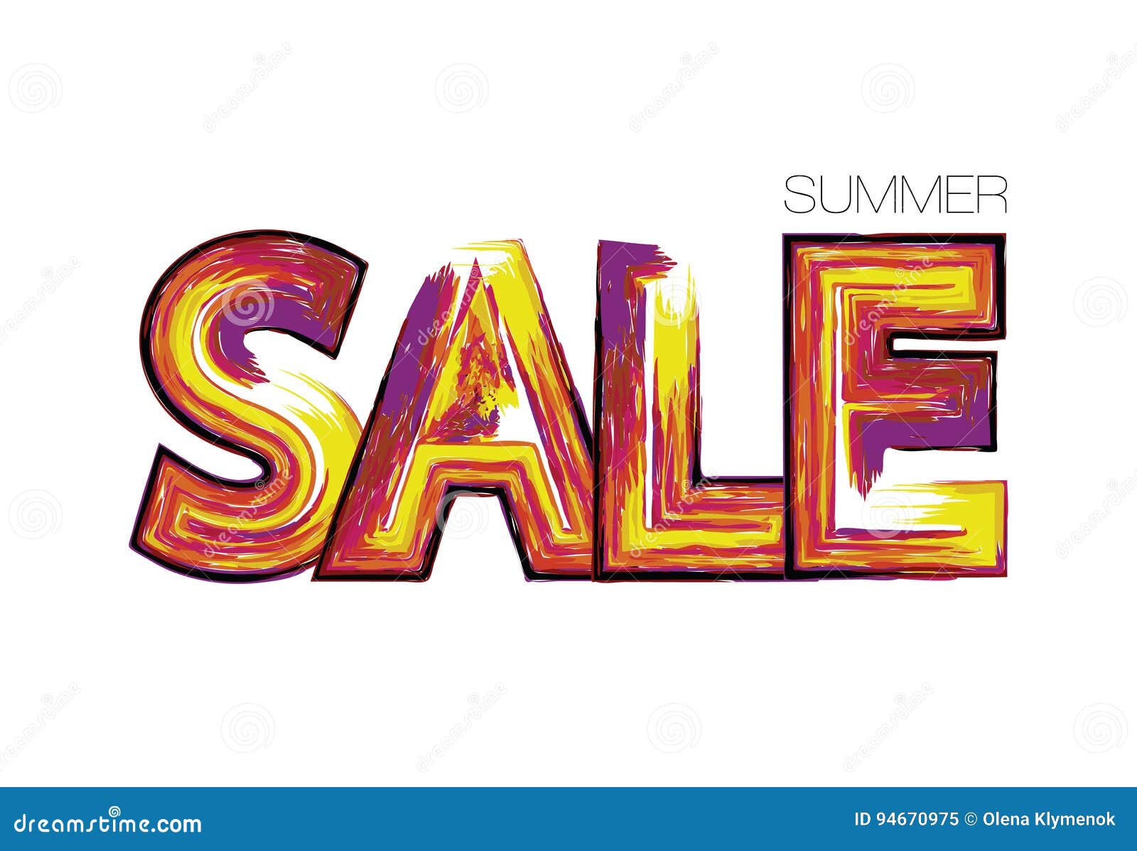 Watercolor `Sale` Design Template. Stock Vector Illustration of