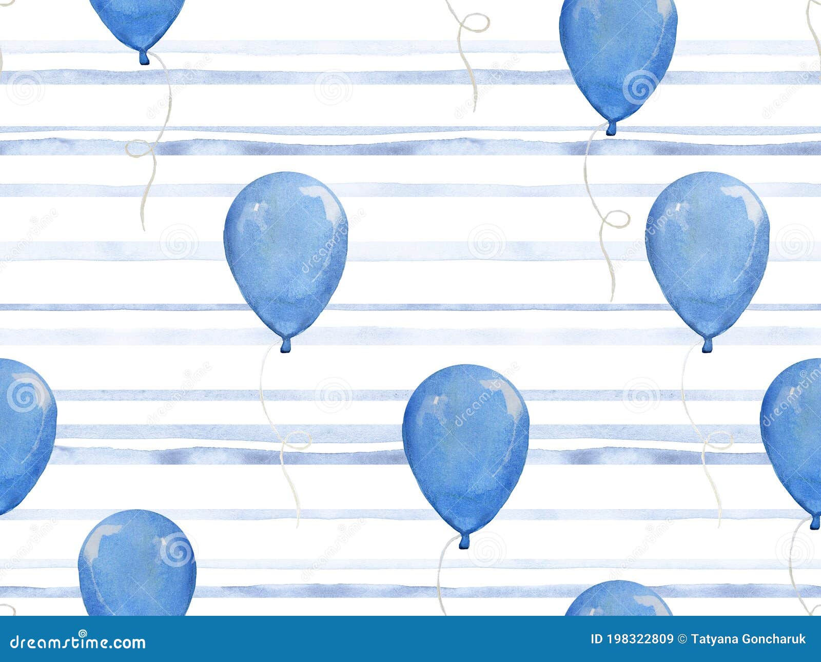 Watercolor Seamless Pattern with Blue Balloons. Cute Baby Background, for  Birthday, it`s a Boy Stock Image - Image of decoration, paper: 198322809