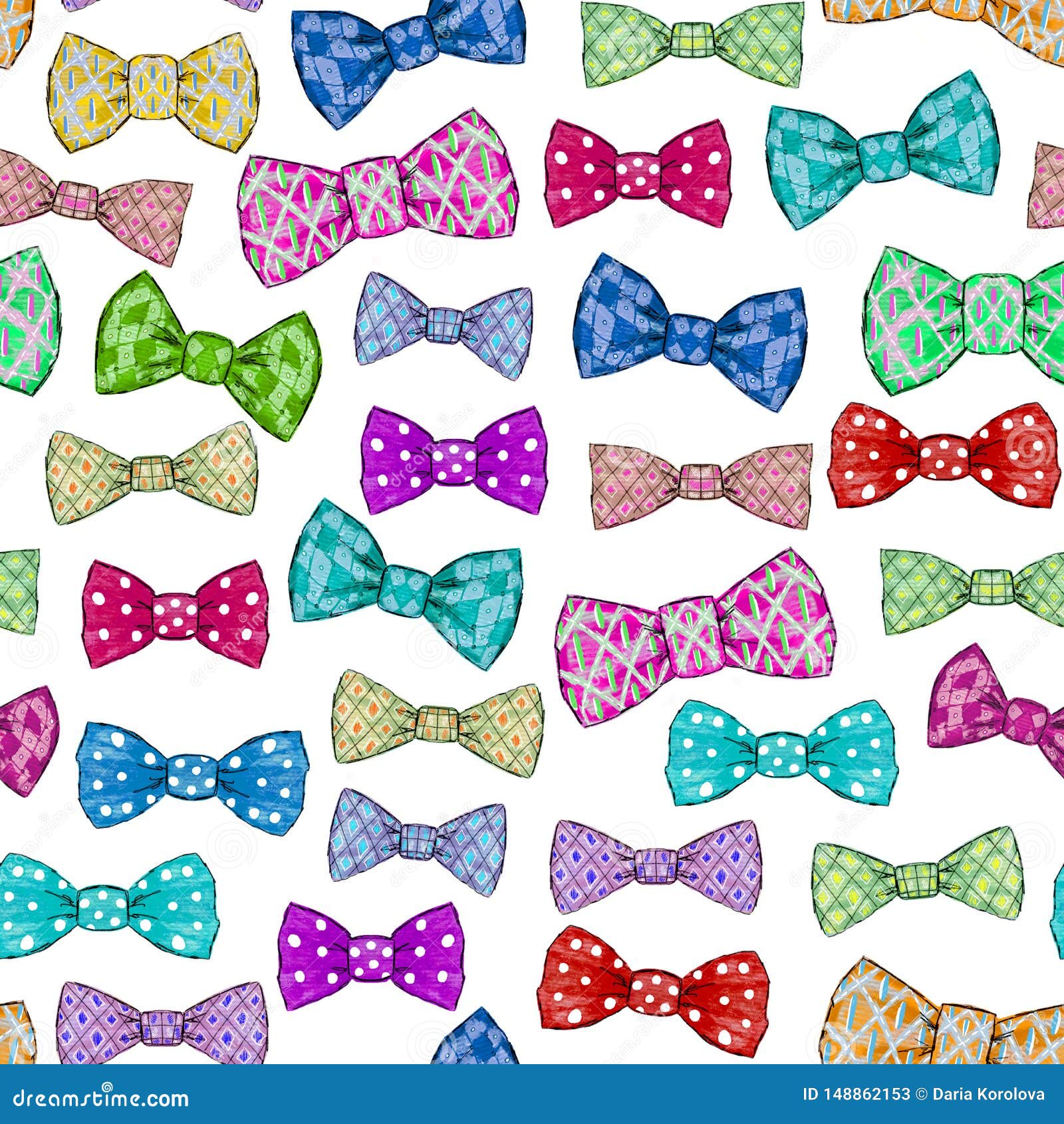 seamless pattern with bow tie on white background