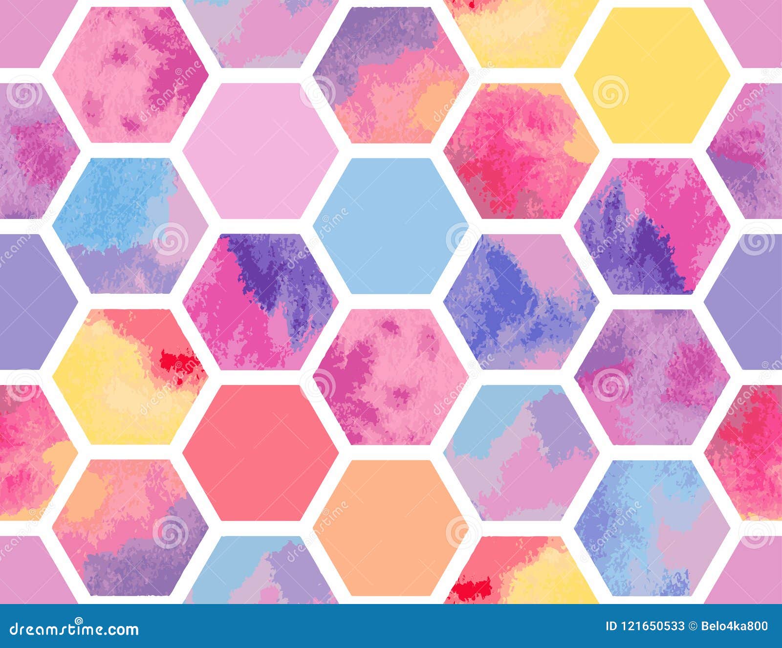 Watercolor Seamless Pattern Of Colorful Hexagons Stock Vector Illustration Of Pastel Paint