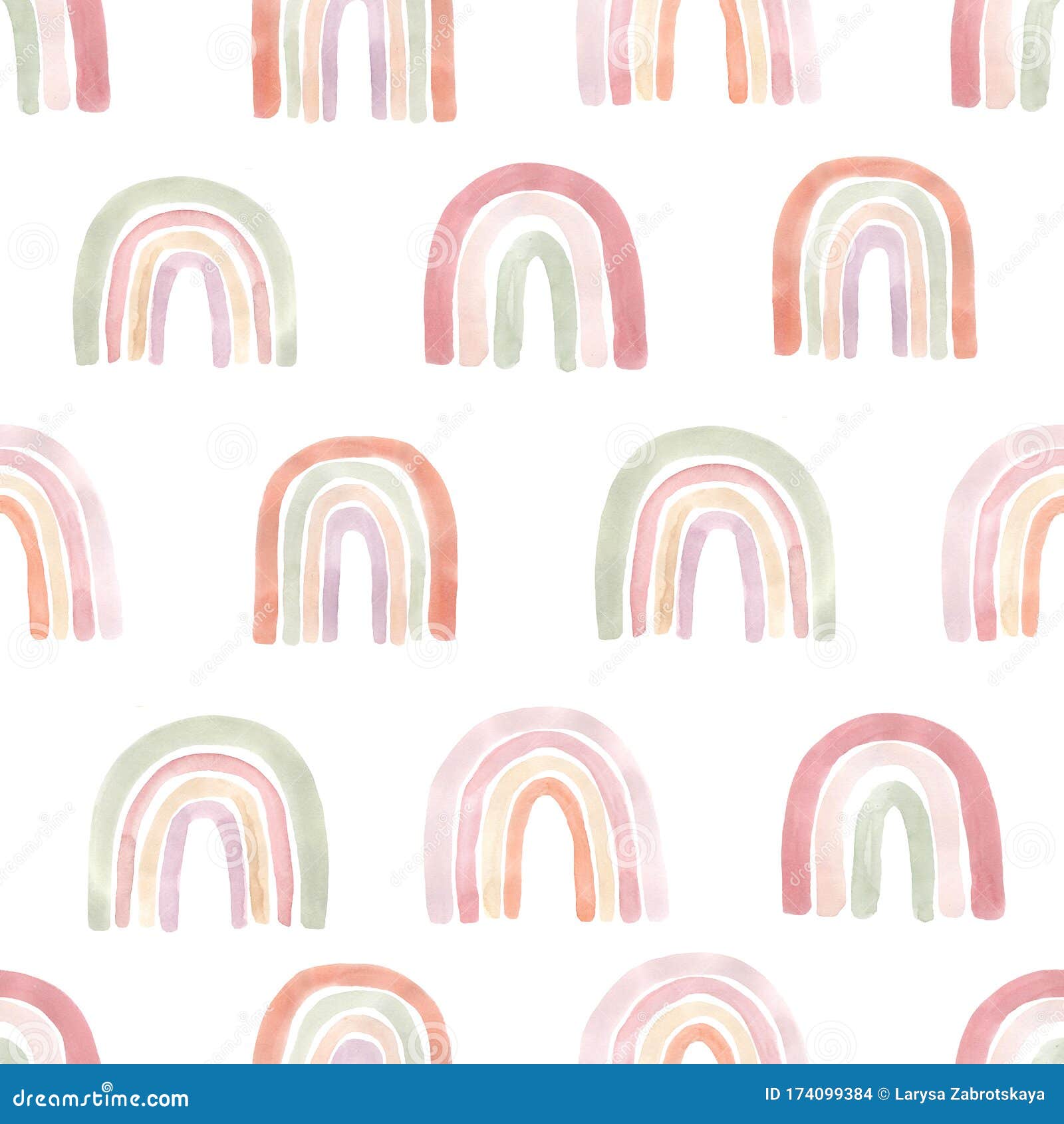 Watercolor Seamless Pattern with Freehand Aesthetic Rainbow Stock  Illustration - Illustration of baby, design: 174099384