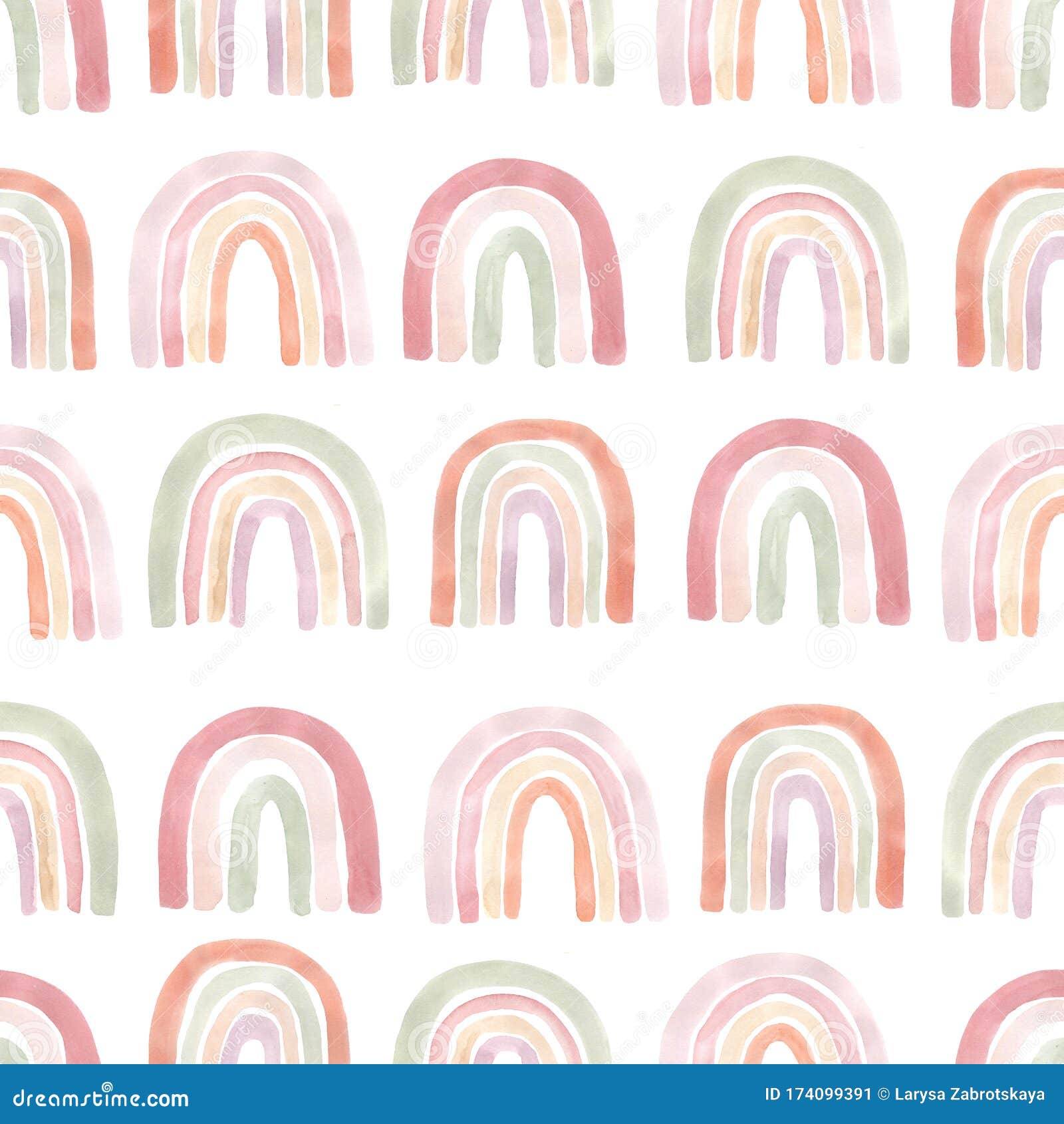Watercolor Seamless Pattern with Freehand Aesthetic Rainbow Stock  Illustration - Illustration of pastel, nursery: 174099391