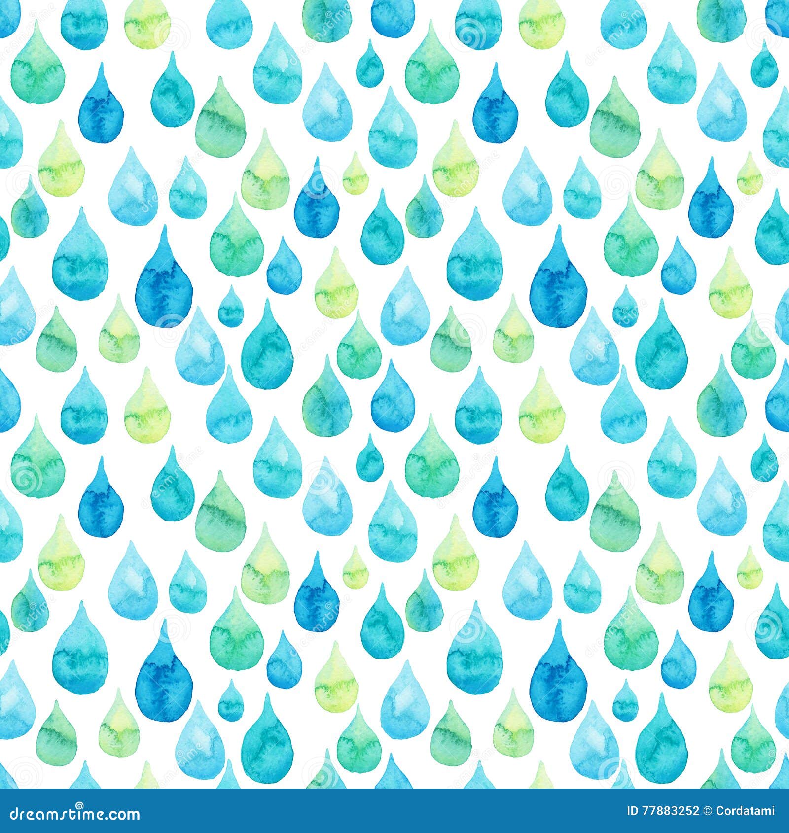 Watercolor Seamless Texture with Bright Blue and Green Rain Drops Stock ...